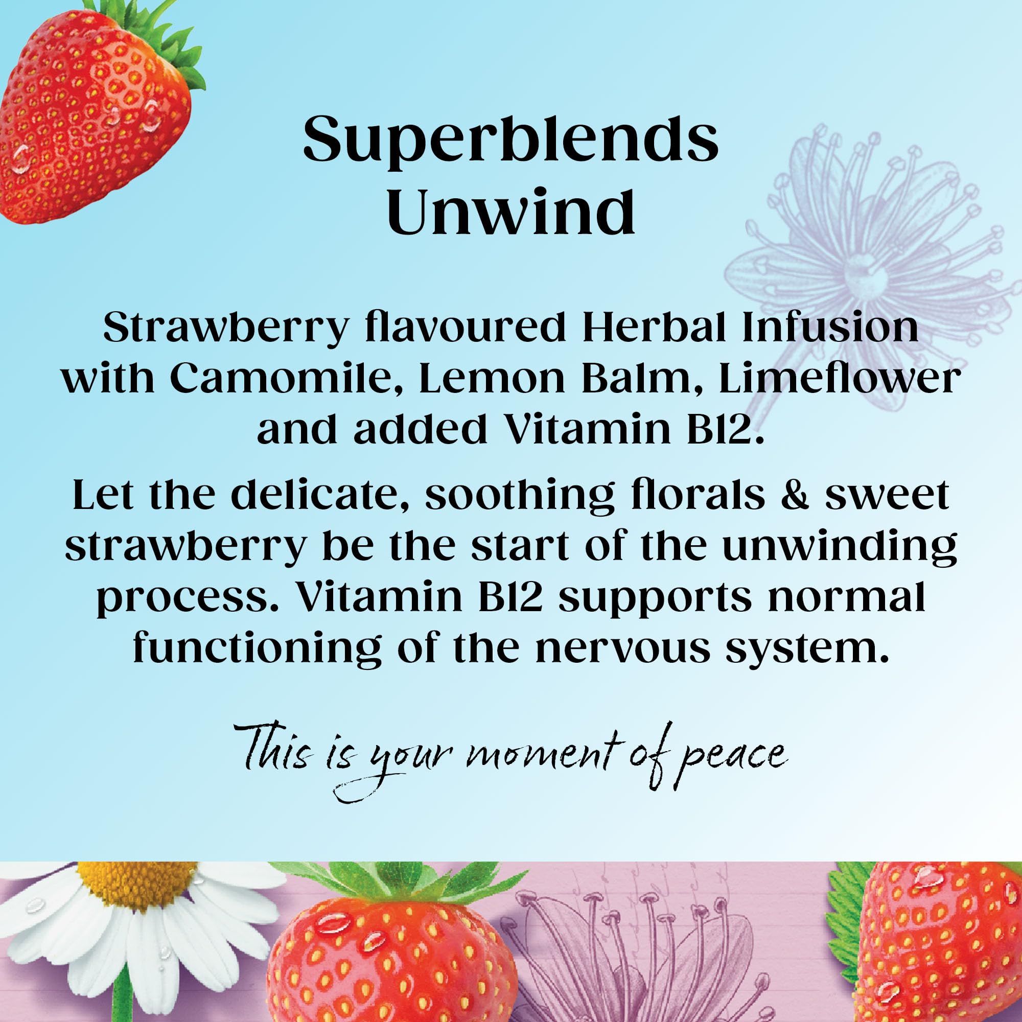 Twinings Superblends Unwind Tea - Strawberry Herbal Infusion with Camomile, Lemon Balm, Limeflower & Vitamin B12, 80 Biodegradable Tea Bags 6
