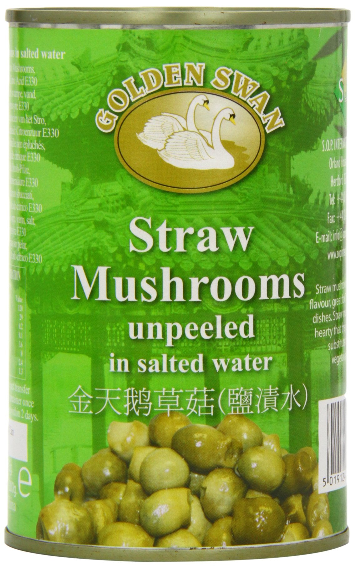 Golden Swan Brand Straw Mushrooms Whole Unpeeled in Brine 425g