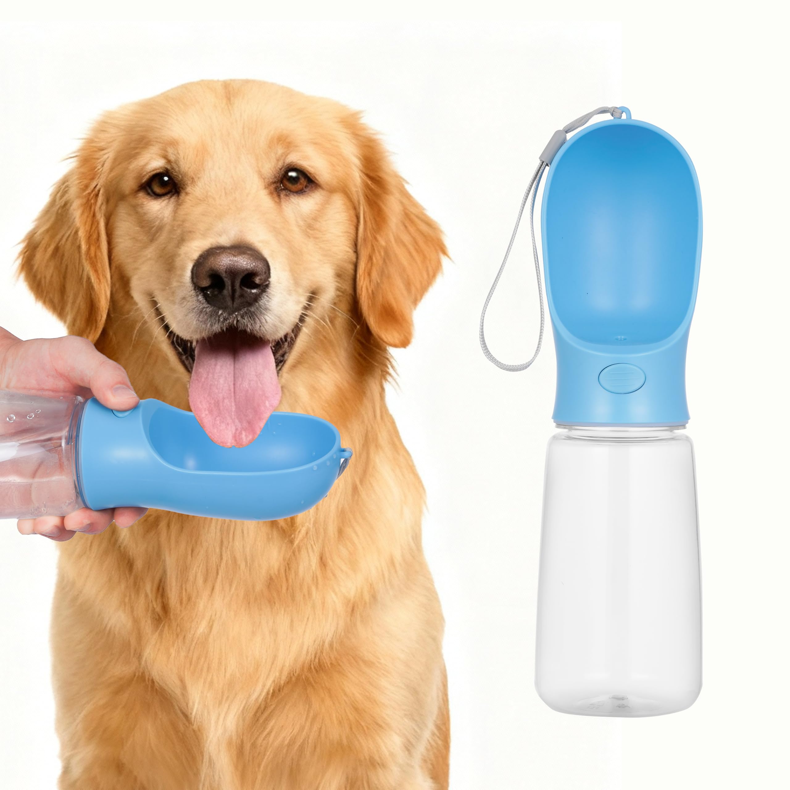 BARGAIN FACTORY Dog Water Bottle - 550 ML Portable Hydration | Leak Proof | Food-Grade Plastic