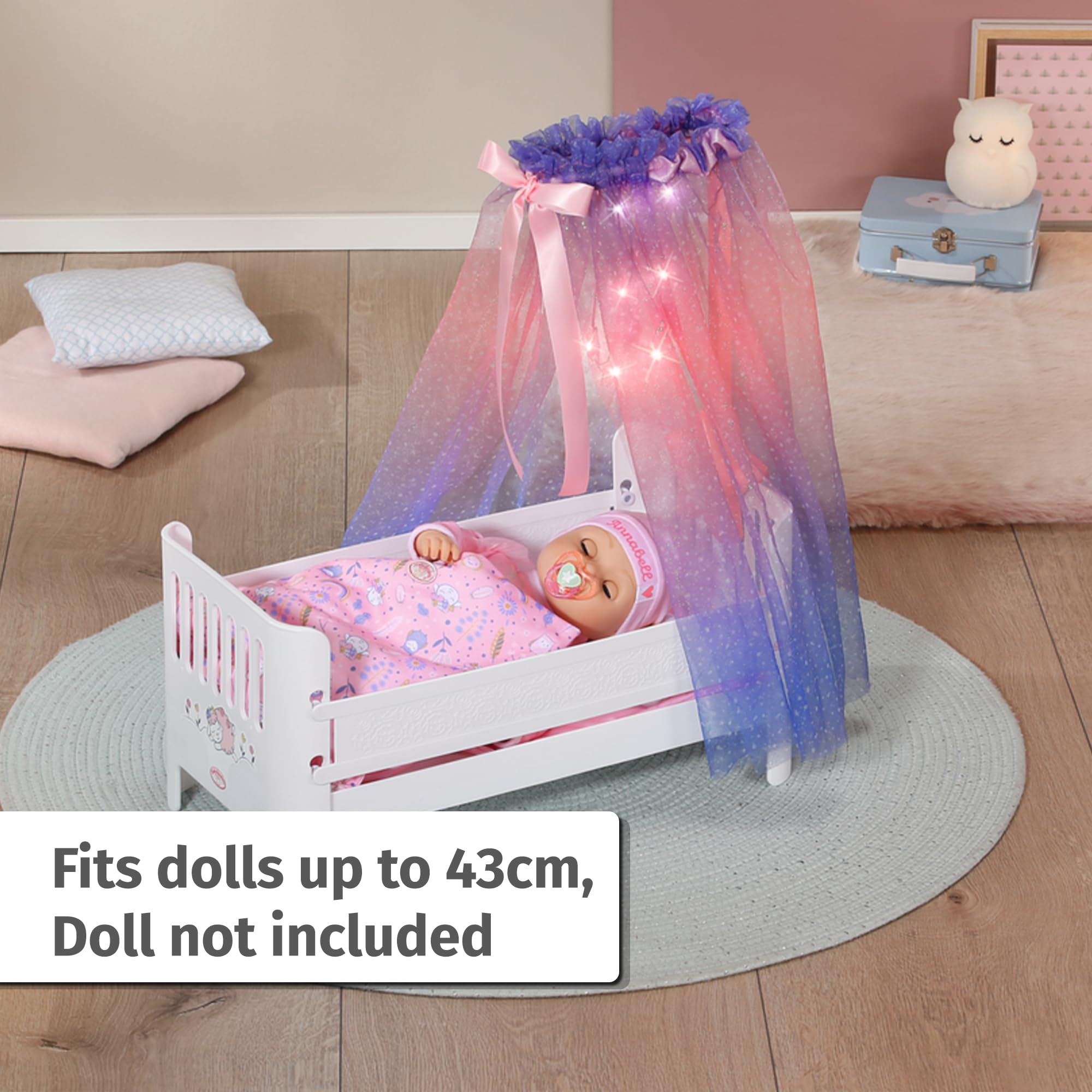 Baby Annabell Sweet Dreams Bed - Light-Up Canopy with Lullaby & Bedding Set 5