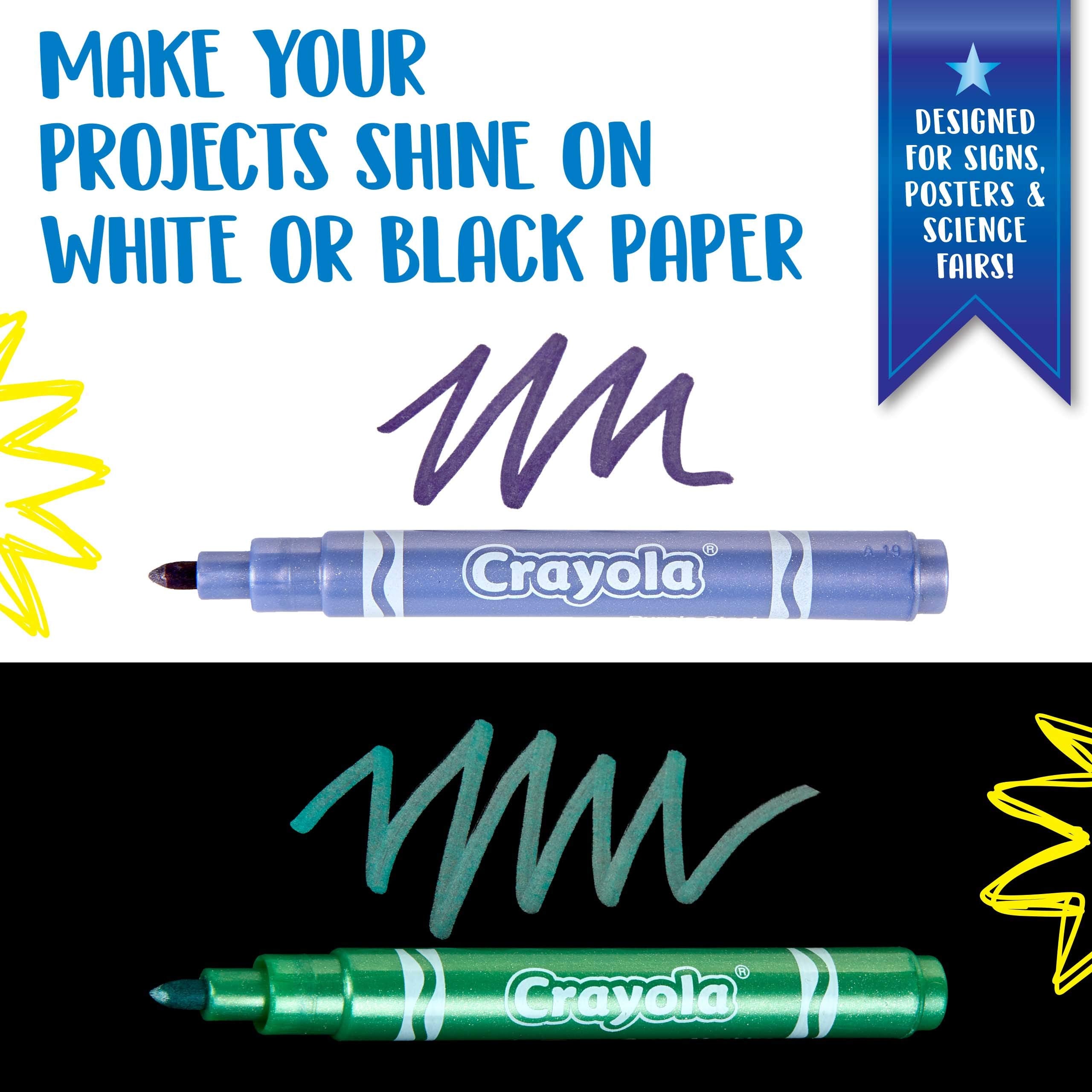 Crayola Metallic Markers - 6 Shimmering Colors for Arts & Crafts | Ages 3+ 4