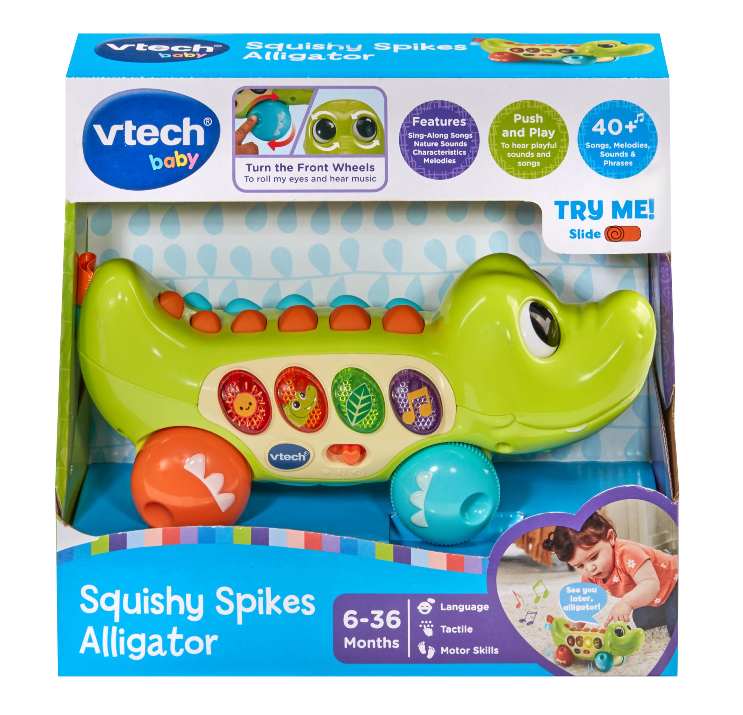 VTech Squishy Spikes Alligator - Interactive Push Along Toy for 6 Months+ 5