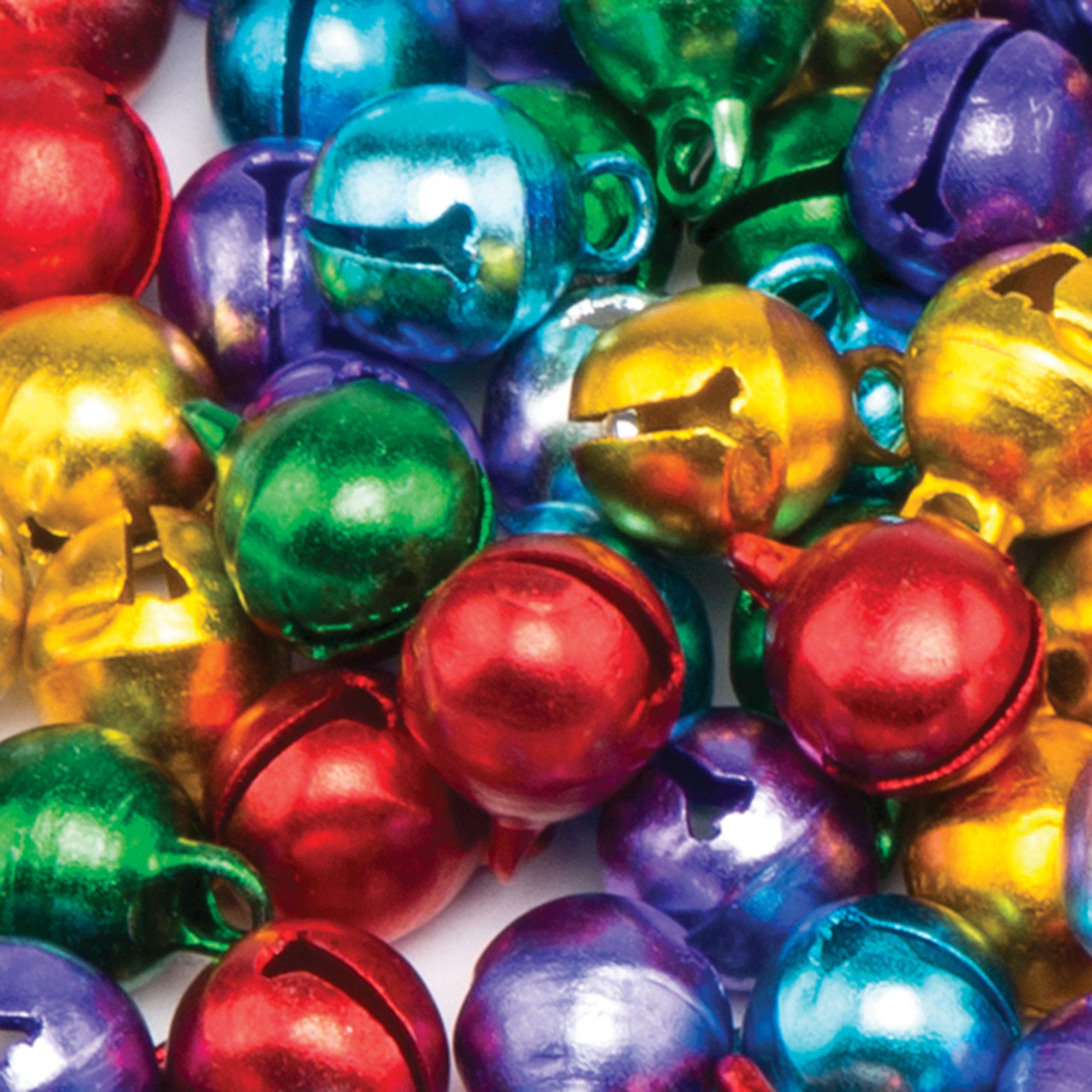 Baker Ross Mini Metallic Coloured Jingle Bells - 120-Piece Craft Set for Christmas Decorations