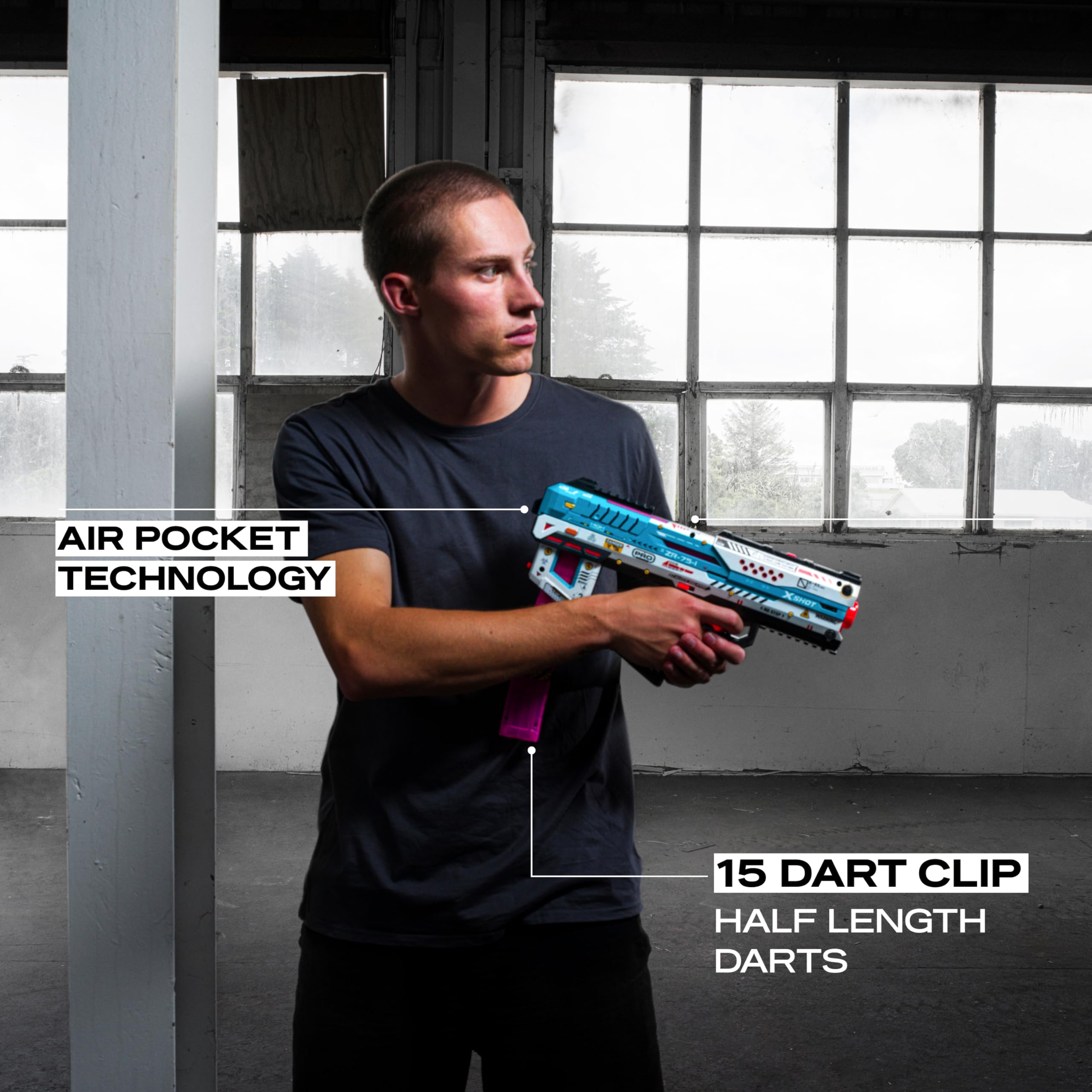XSHOT SKINS Pro Series Fury-X Toy Gun Blaster | 43m Range | Slam Fire Action | Includes 40 Half Darts 5