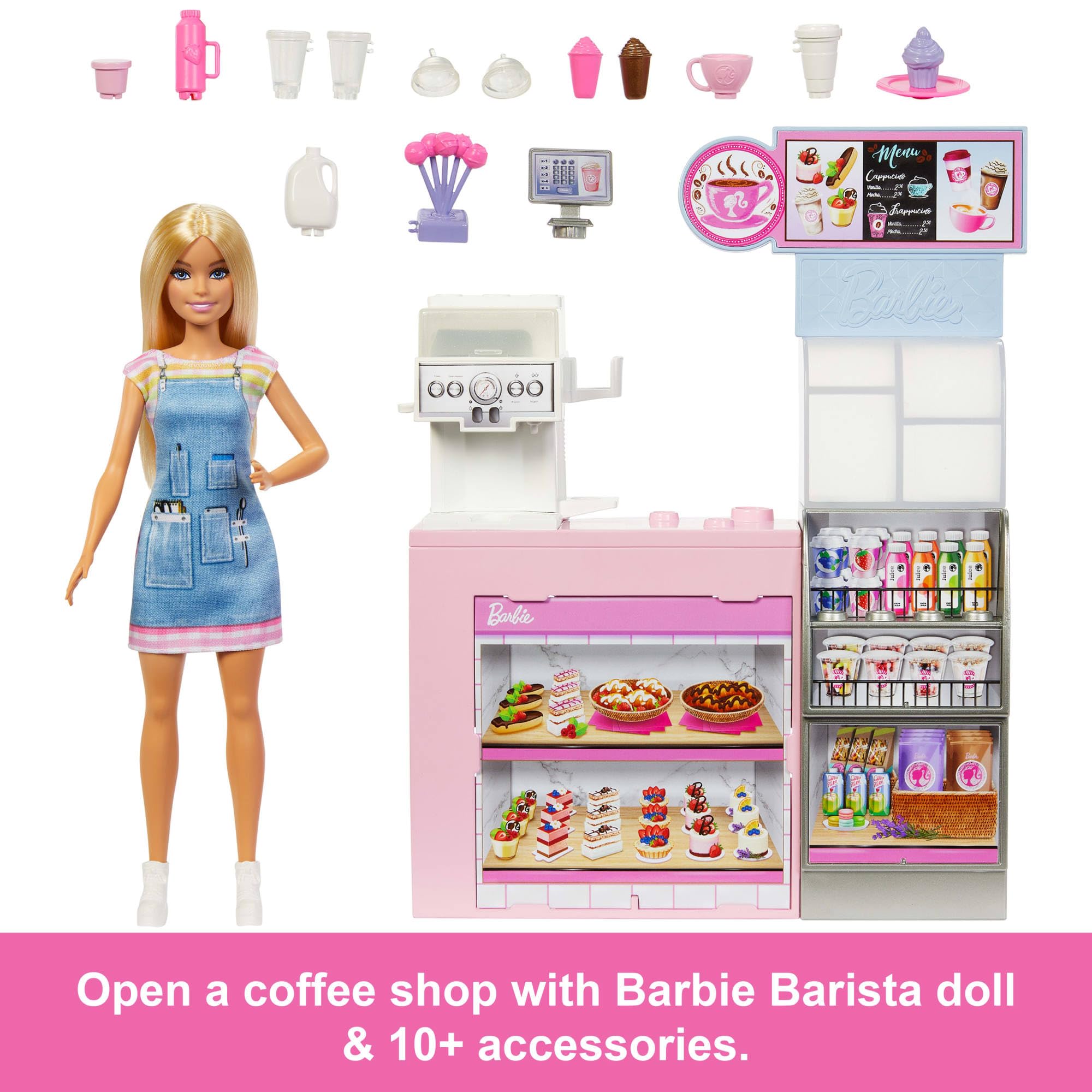 Barbie Coffee Shop Playset with Blonde Barista Doll & 13-Piece Accessory Set 4
