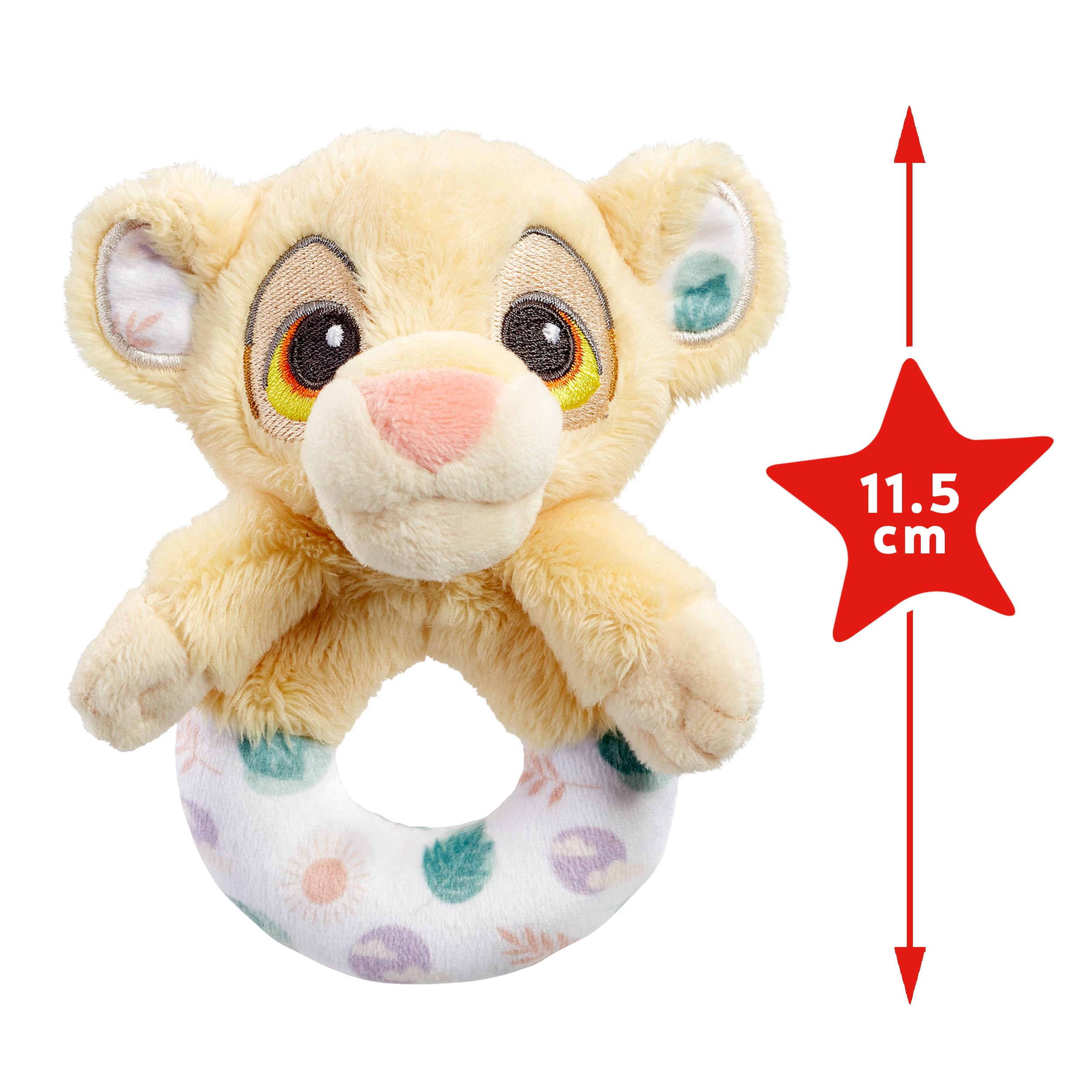 Rainbow Designs Disney Lion King Simba Ring Rattle - Soft Plush, Yellow | Suitable from Birth 3