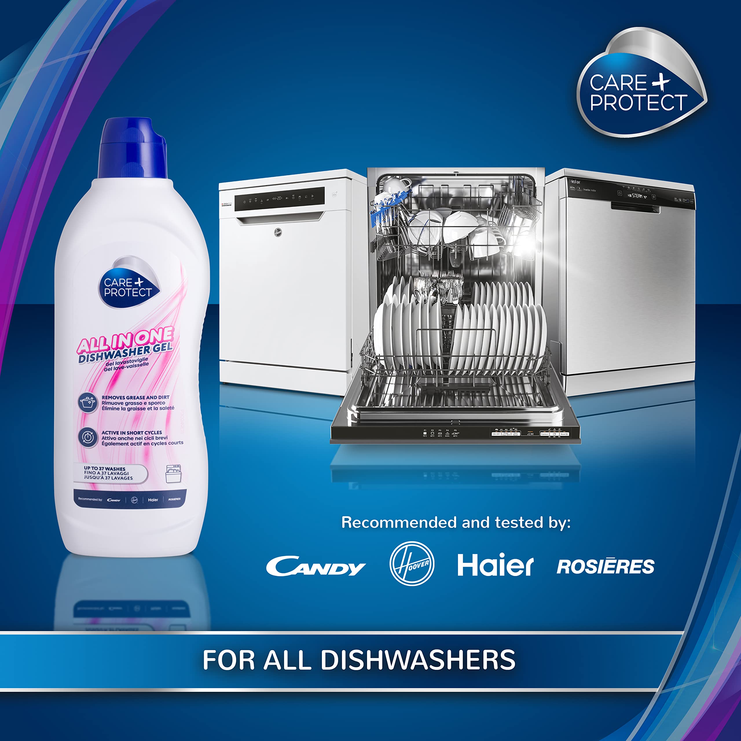 CARE + PROTECT Dishwasher Gel All in One - Degreaser, Rinse Aid, Salt & Odor Neutralizer - 750ml
