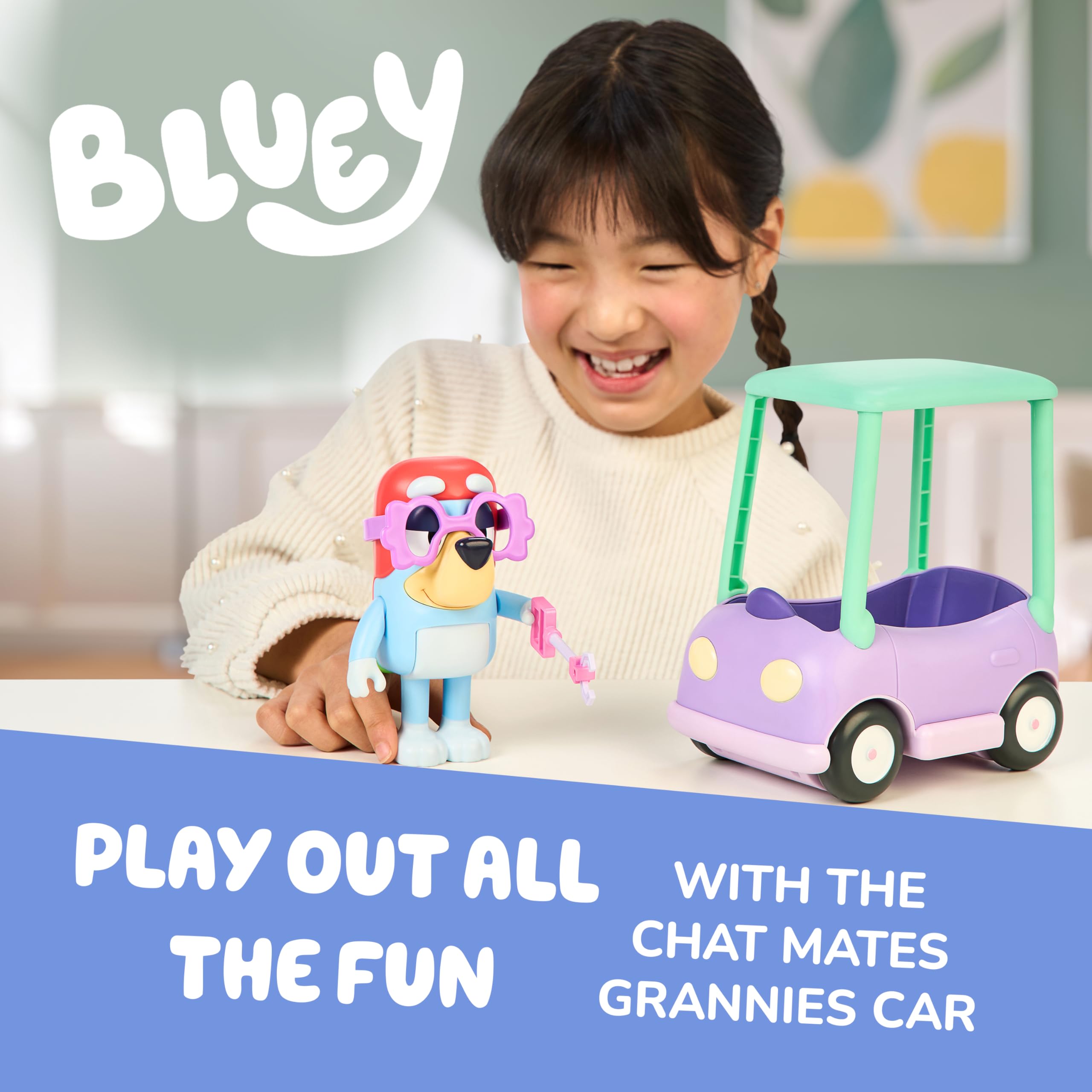 Bluey Chat Mates Grannies Car with Janet - Interactive Talking Figure & Vehicle Playset 5