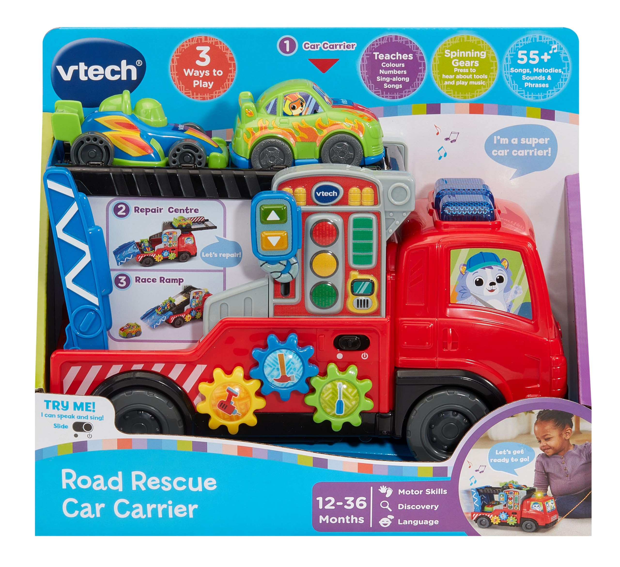 VTech Road Rescue Car Carrier - Interactive Vehicle Playset with 55+ Sounds & Learning Features 3