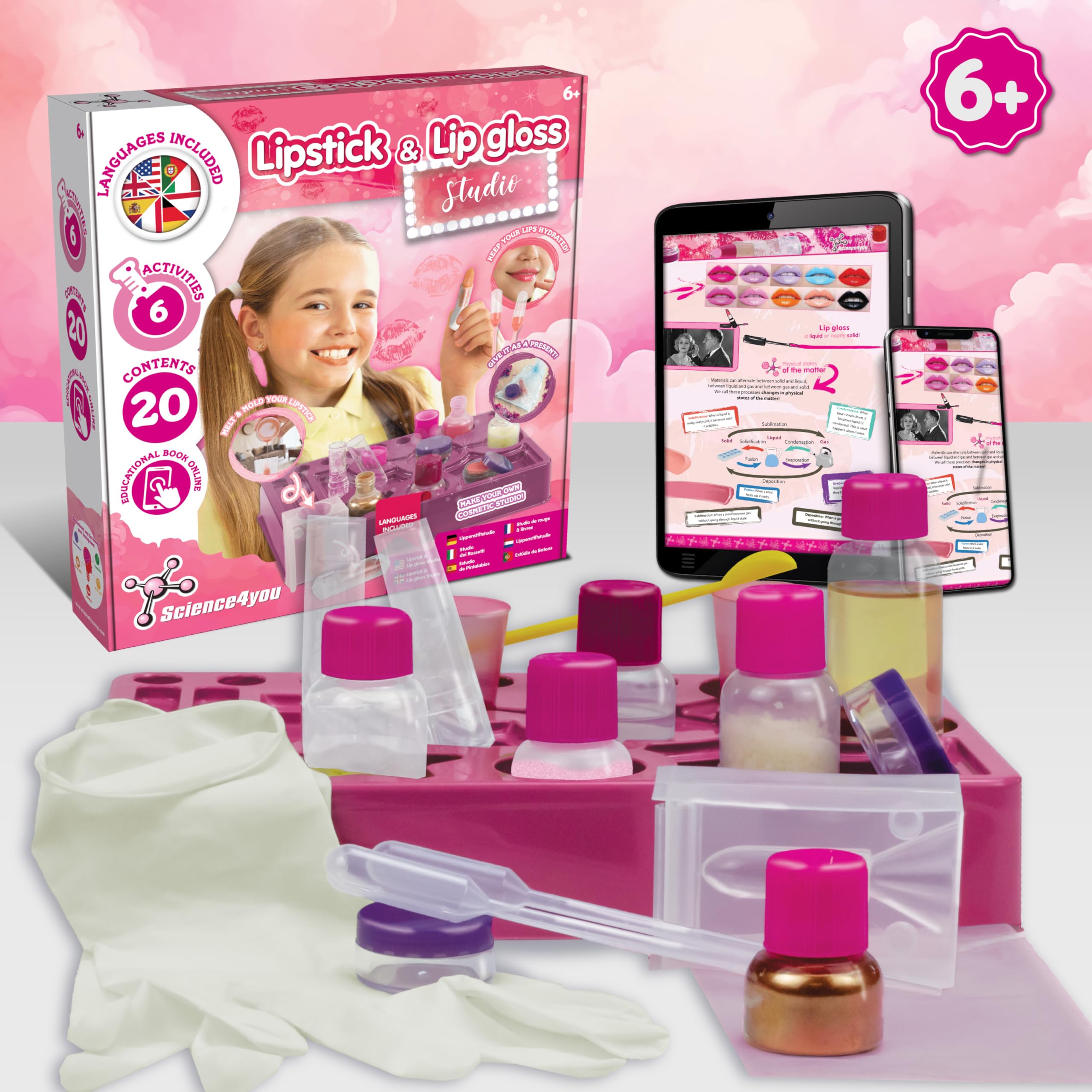 Science4you Lipstick & Lip Gloss Making Kit – DIY Beauty Science Craft Set for Kids 4