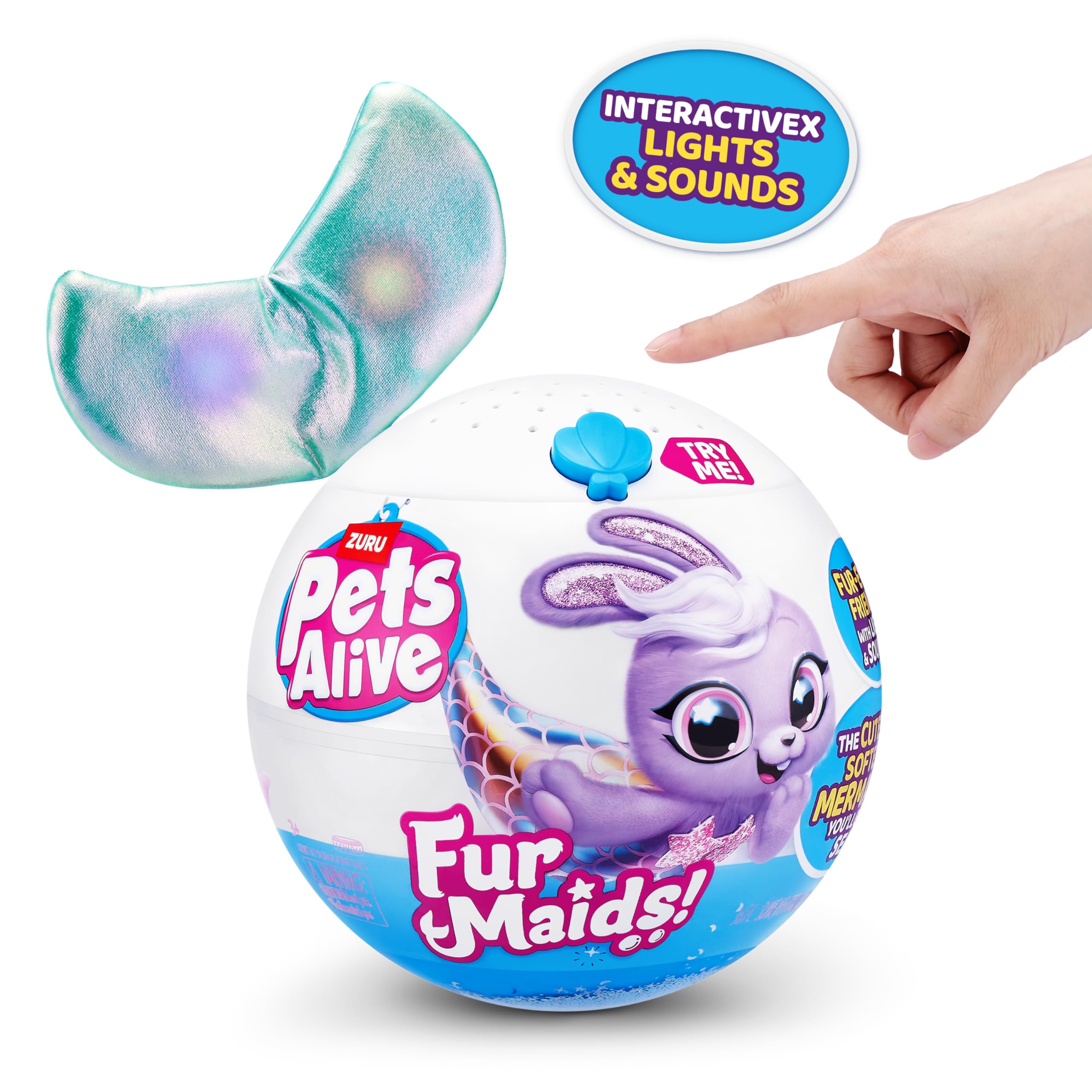 Pets Alive Furmaids by ZURU - Electronic Soft Mermaid Plush Toy with Lights & Sounds (Green) 6