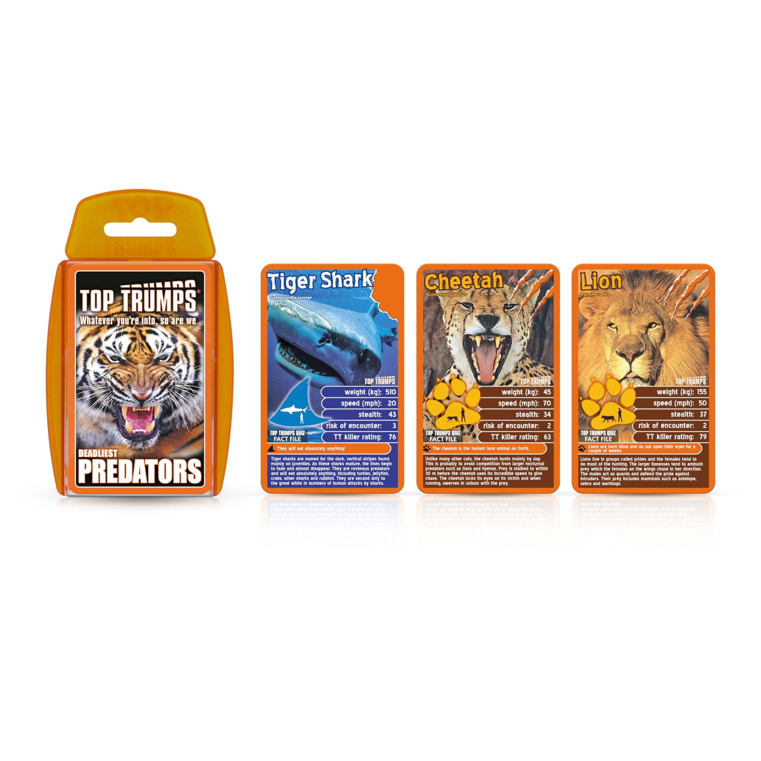 Top Trumps Deadliest Predators Card Game - Educational Wildlife Battle Game with Great White Shark, Komodo Dragon & King Cobra