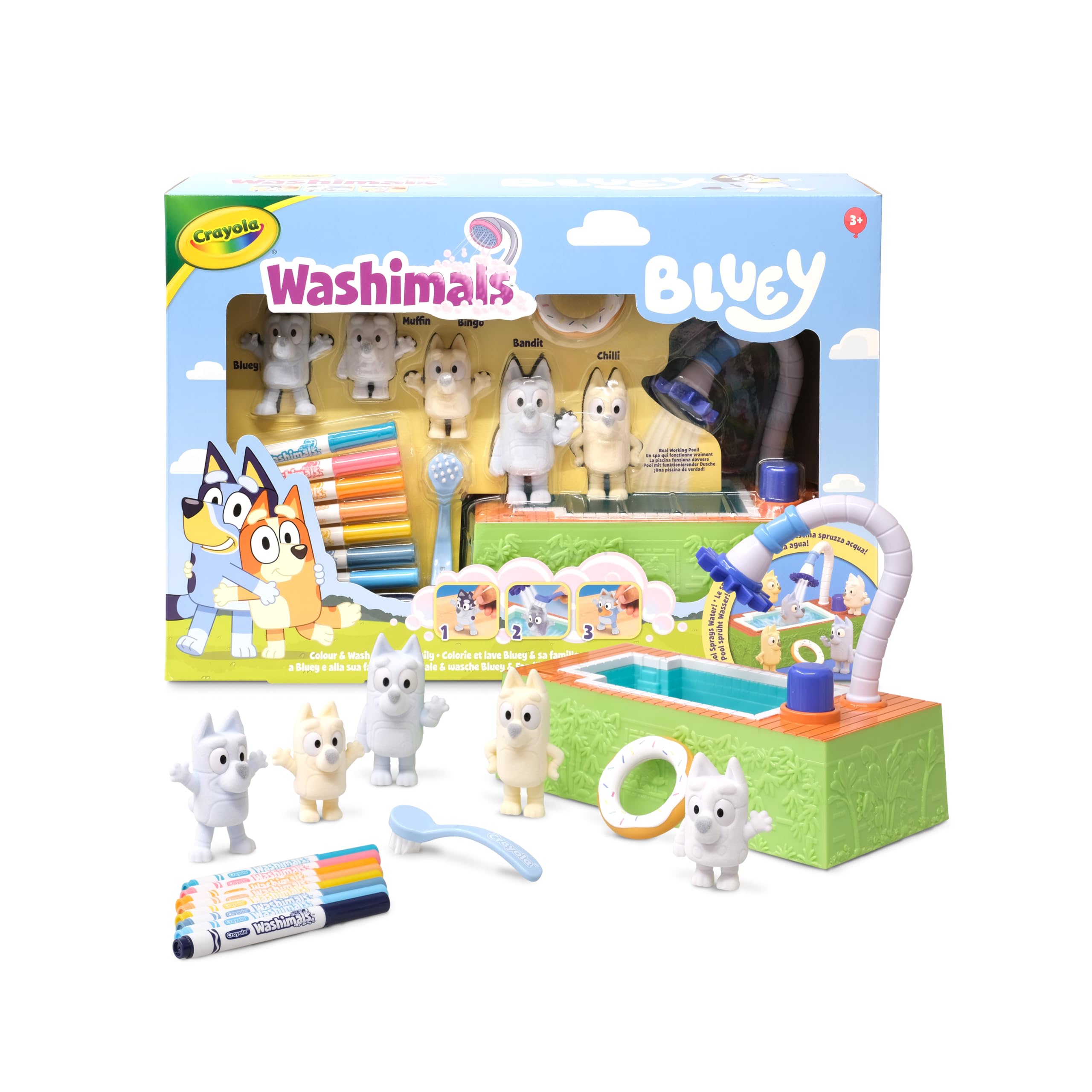 Crayola Scribble Scrubbies Bluey Poolside Playset - 4 Washimals, Includes Bluey Characters, Washable Markers 1