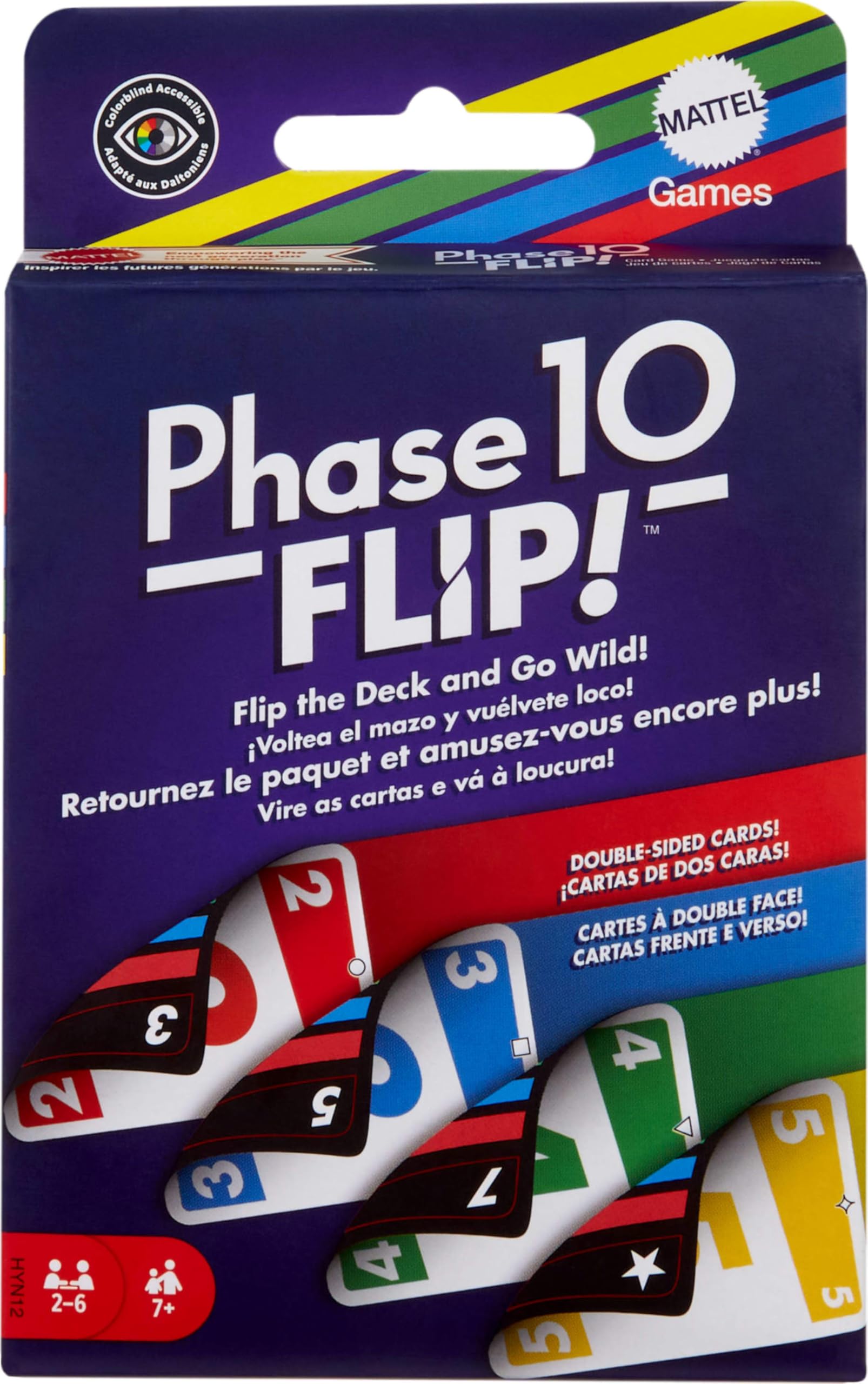 Mattel Games Phase 10 Flip Card Game, Family Card Game with Double-Sided Deck