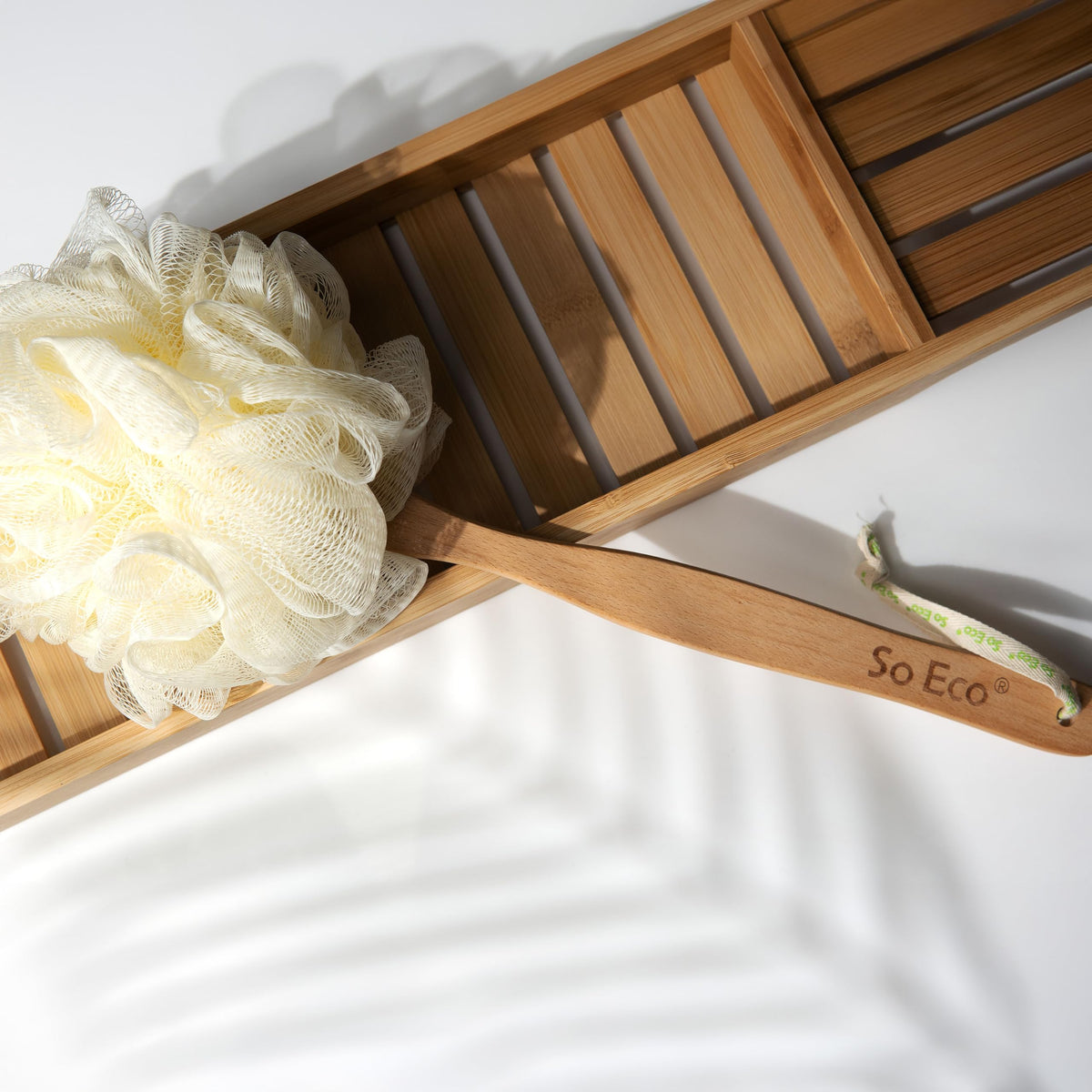 So Eco Long Handle Shower Pouf - Blue | Gentle Exfoliation | Vegan & Cruelty-Free
