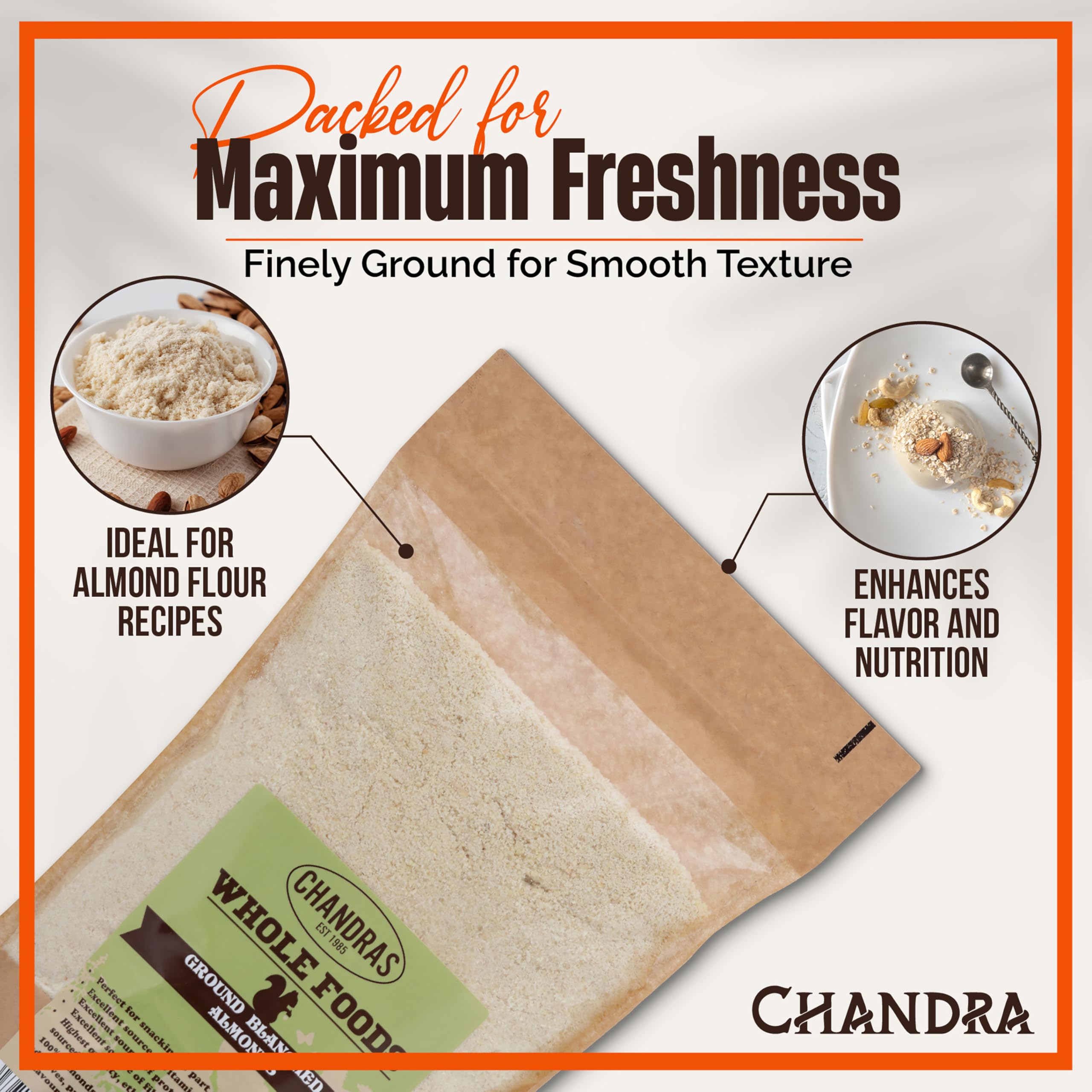 Chandra Whole Foods - Gemahlenes Mandelmehl 1 kg 3