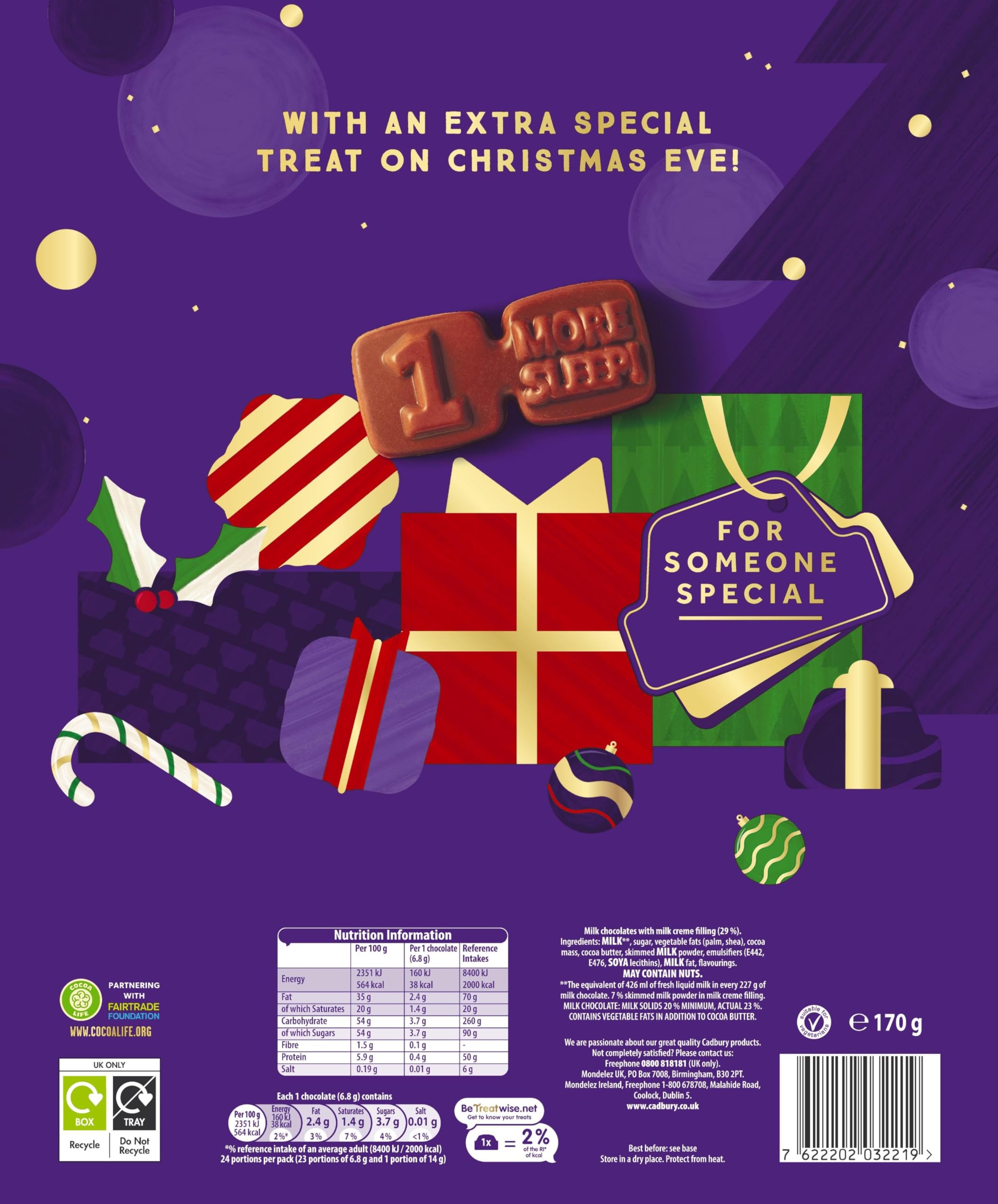 Cadbury Dairy Milk Advent Calendar - Soft Centred Chocolate Pieces 170g 3