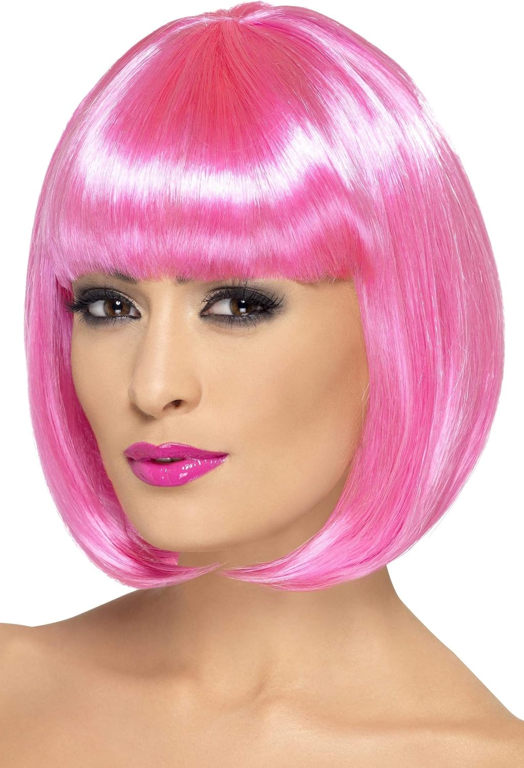 Smiffys Partyrama Short Bob Wig with Fringe - 12 inch Pink
