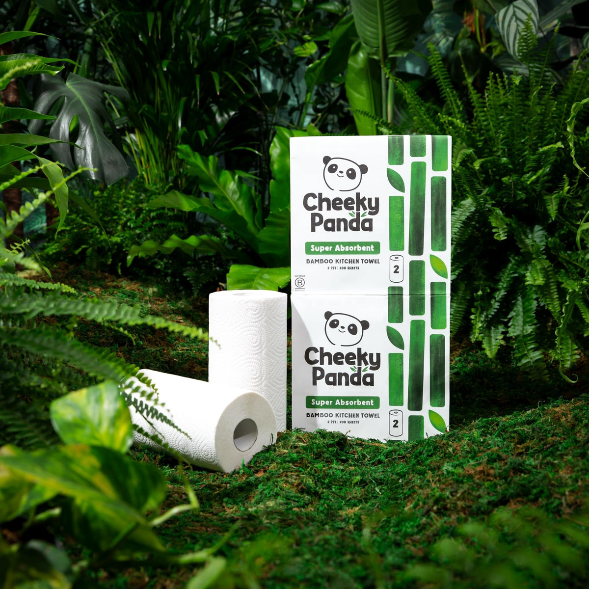 The Cheeky Panda Bamboo Kitchen Roll - 2 Rolls, 200 Sheets