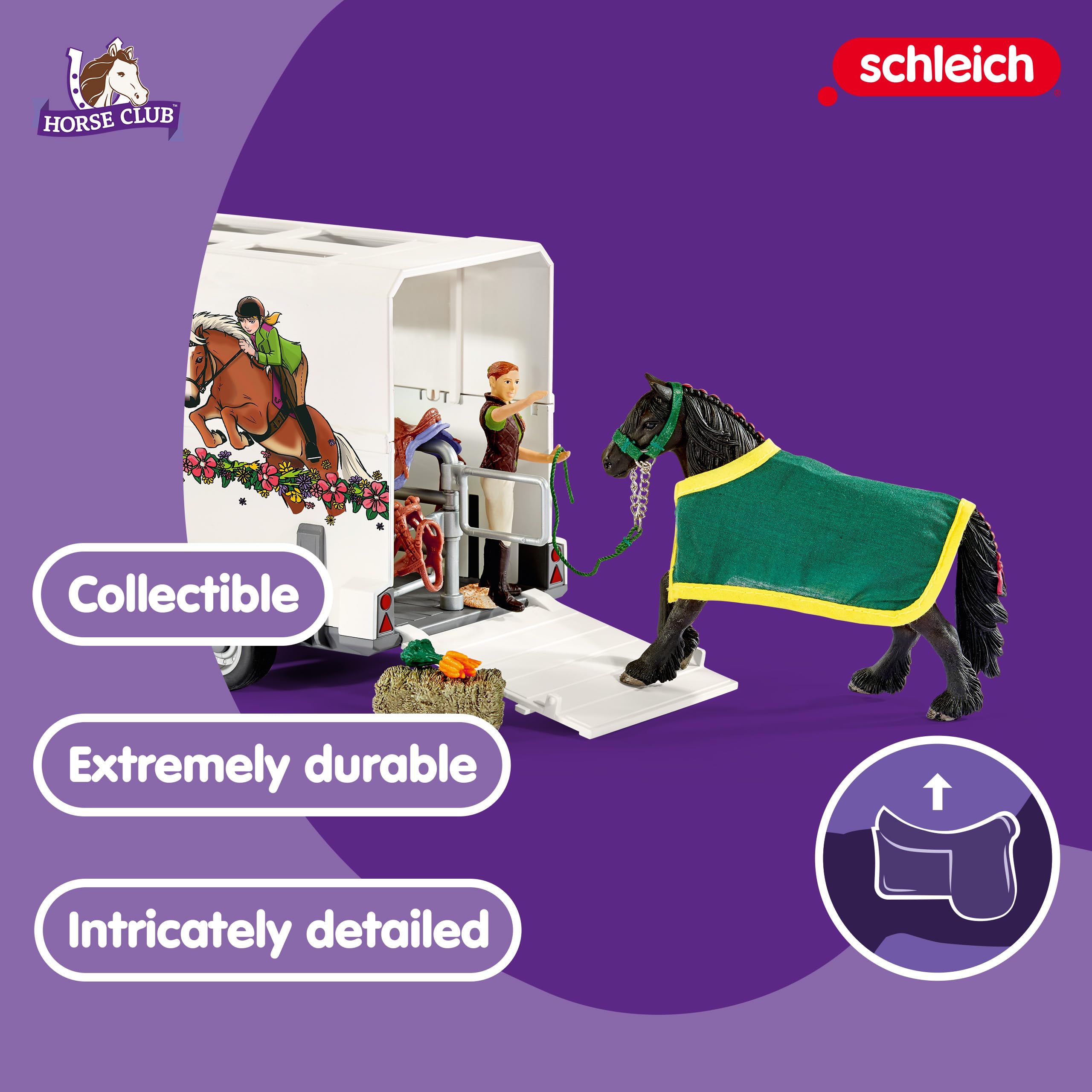 Schleich Horse Club Pick-up Truck with Horse Trailer Playset - 38-Piece Equestrian Adventure for Kids 8