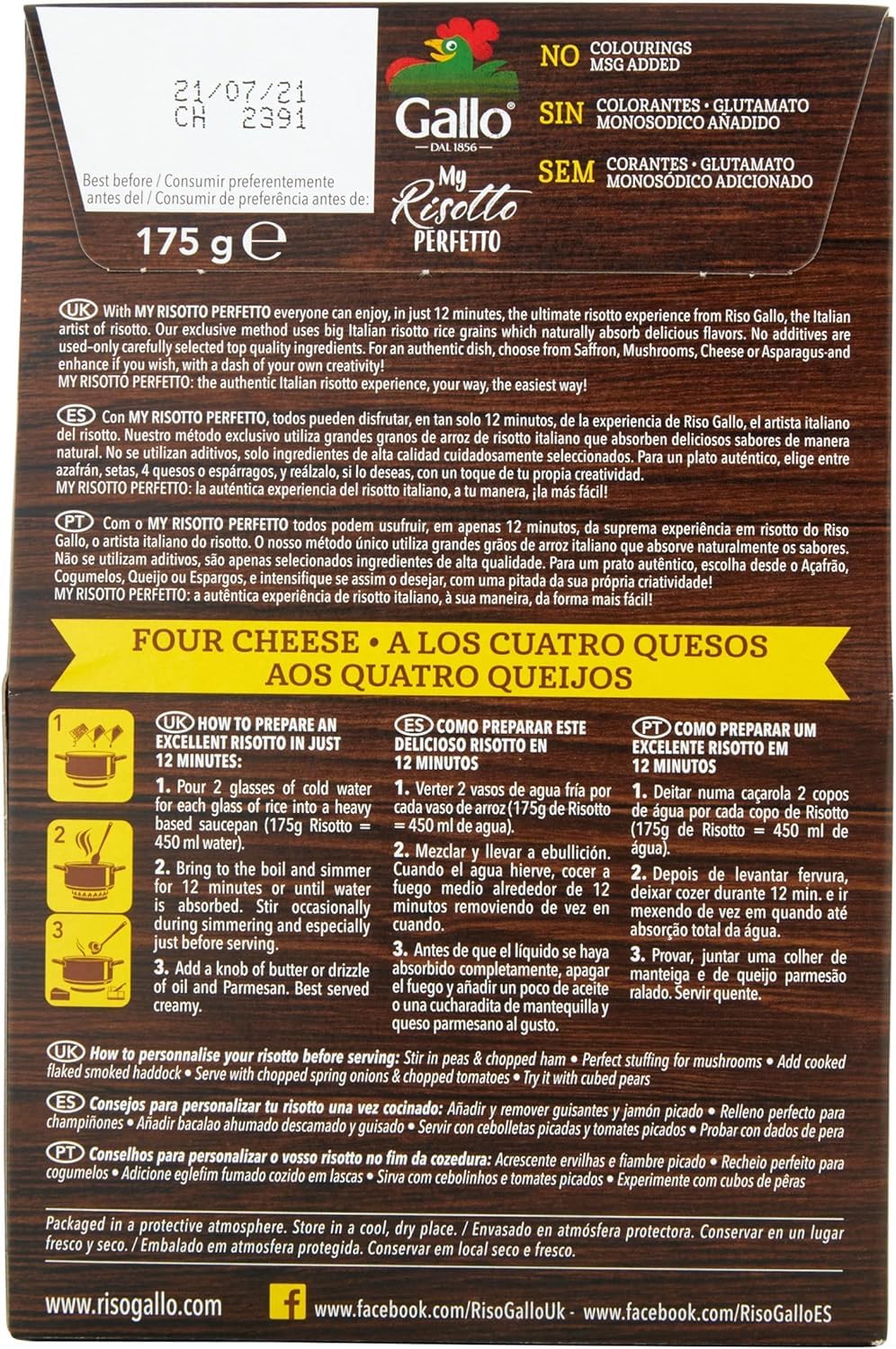 Riso Gallo My Risotto Perfetto Vegetarian Four Cheese, 175 g (Pack of 6) 7