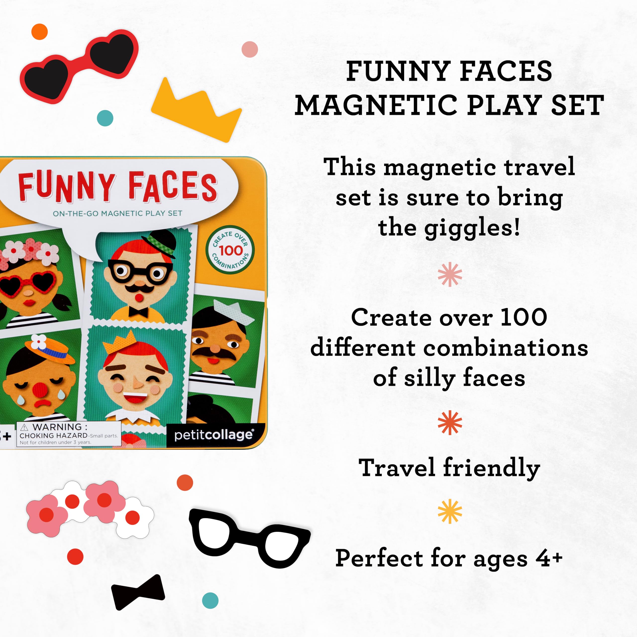 Petit Collage Funny Faces Magnetic Travel Game for Kids 7