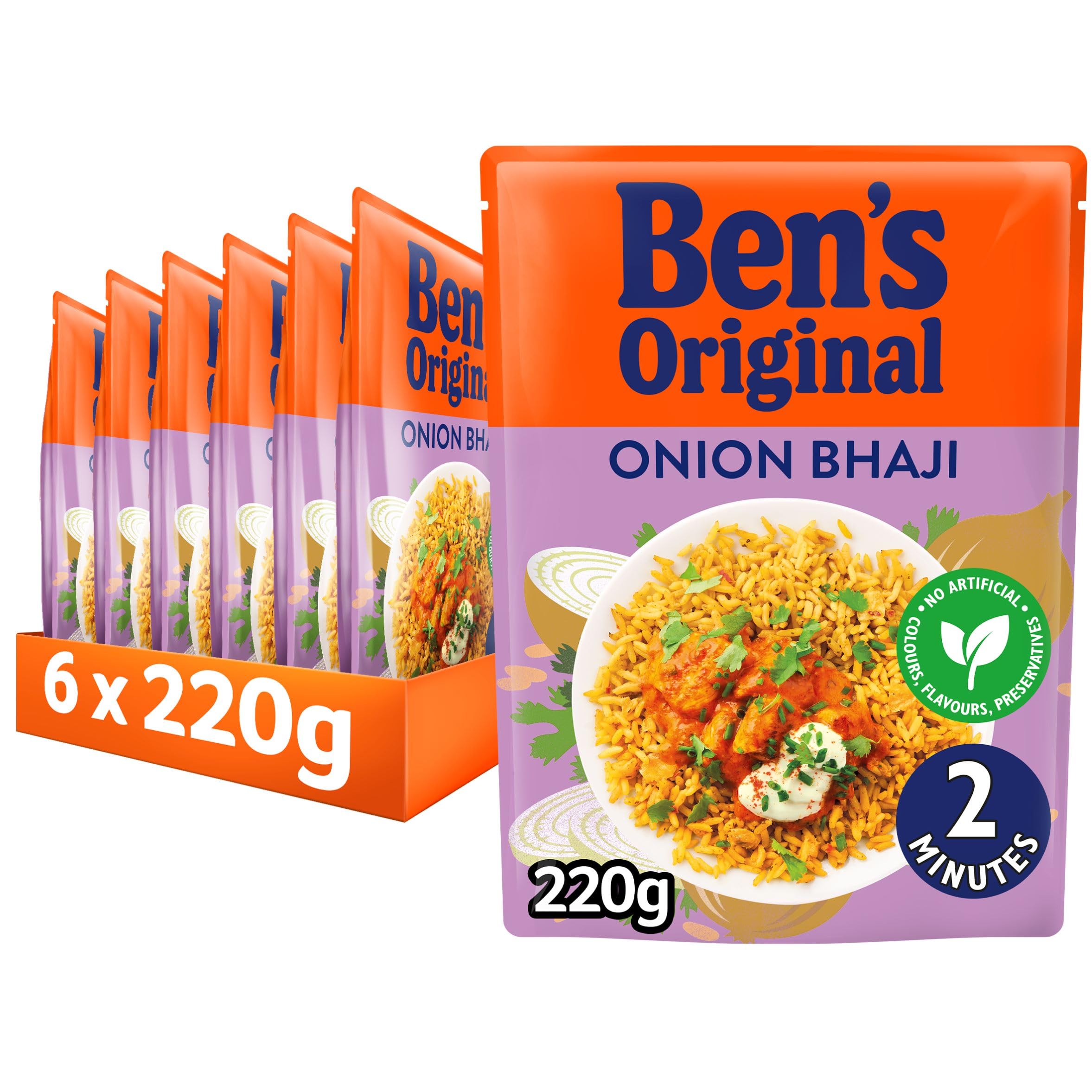 Ben's Original Onion Bhaji Microwave Rice, 6 x 220g Pouches