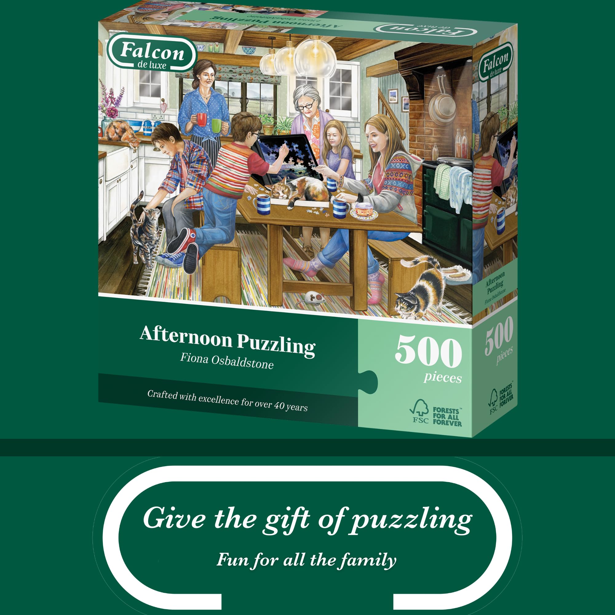 Falcon Afternoon Puzzling 500 Piece Jigsaw Puzzle - Illustrated by Fiona Obaldstone 3