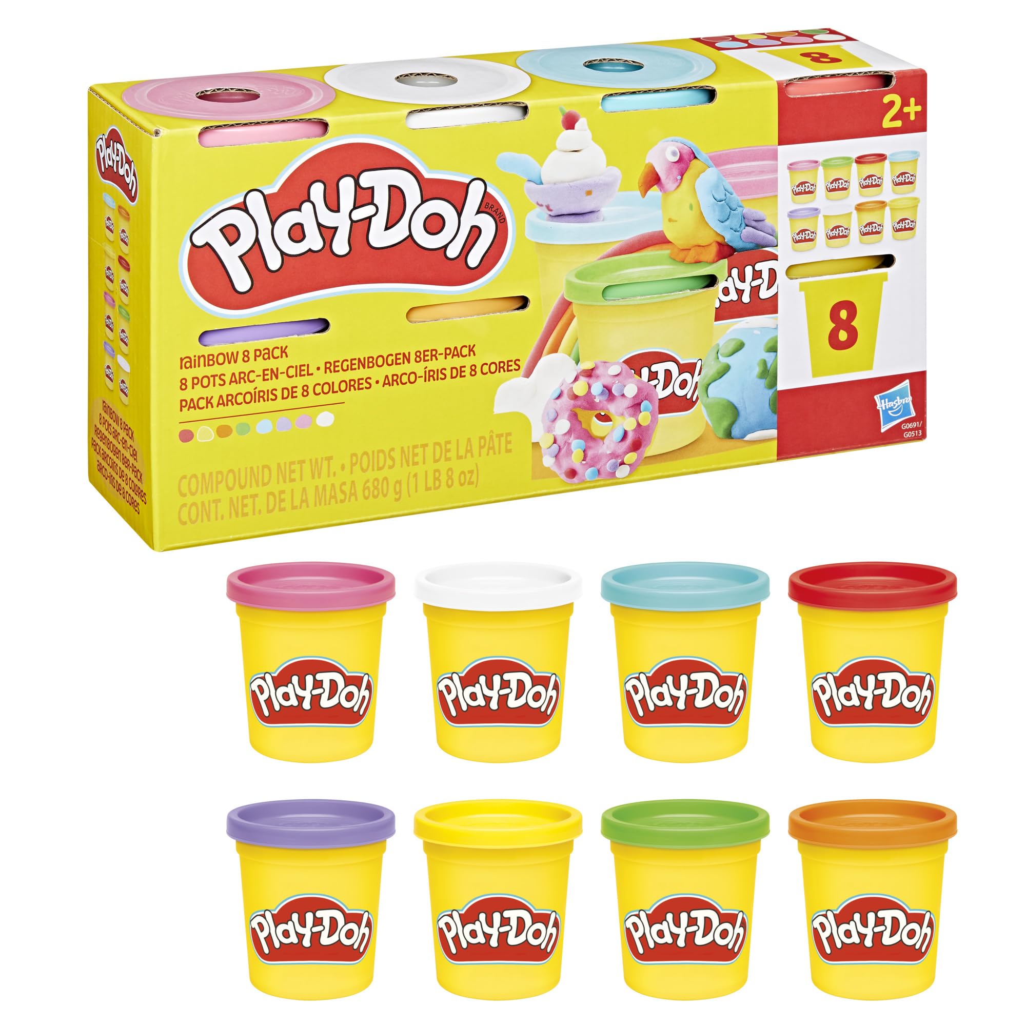Play-Doh 8 Pack Rainbow Colours - 85 Gram Cans for Kids Ages 2+