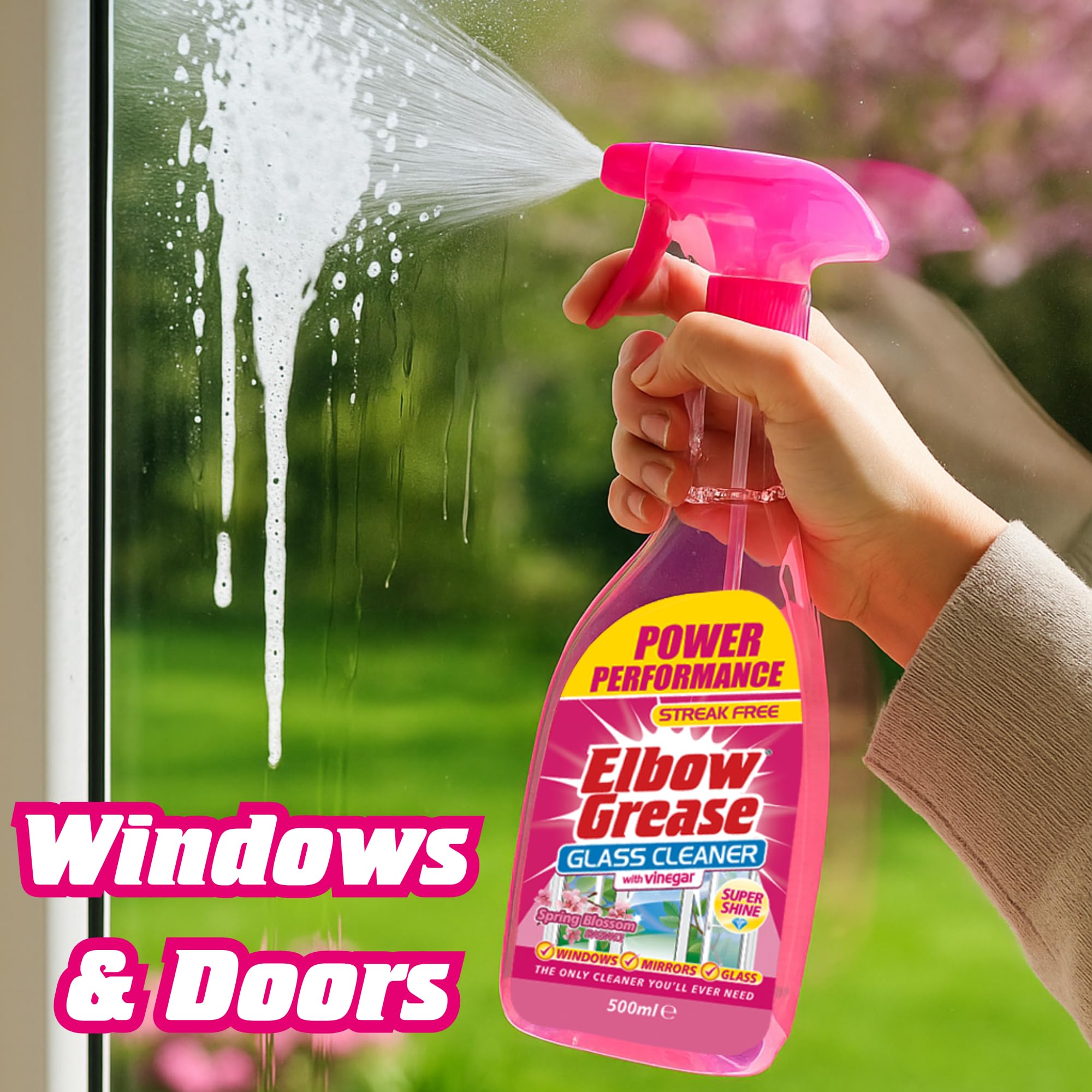 Elbow Grease Pink Glasreiniger – 500 ml streifenfreies Spray für Fenster, Spiegel und Glas 7