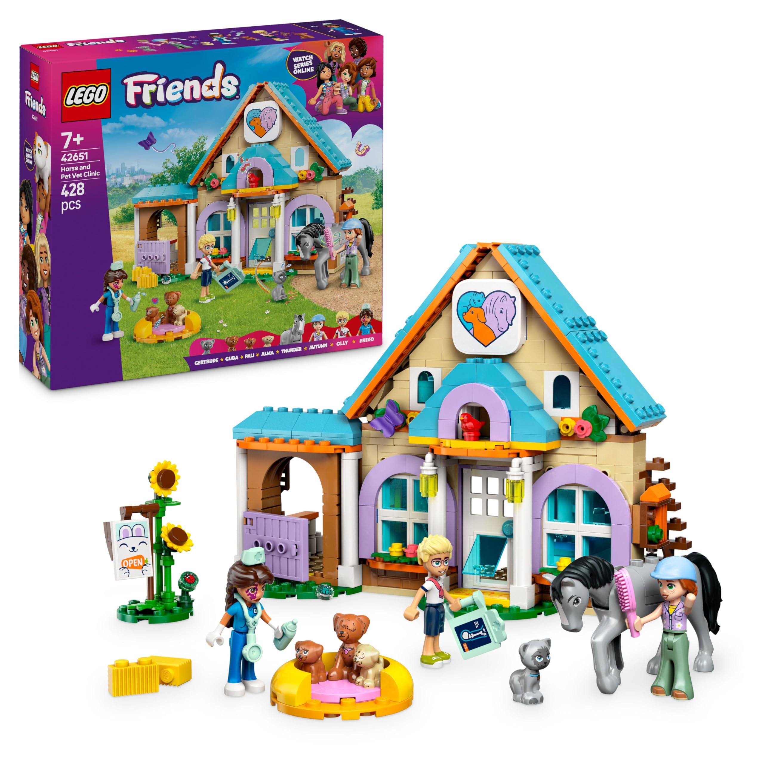 LEGO Friends Horse and Pet Vet Clinic Toy - 428-Piece Playset for Ages 7+