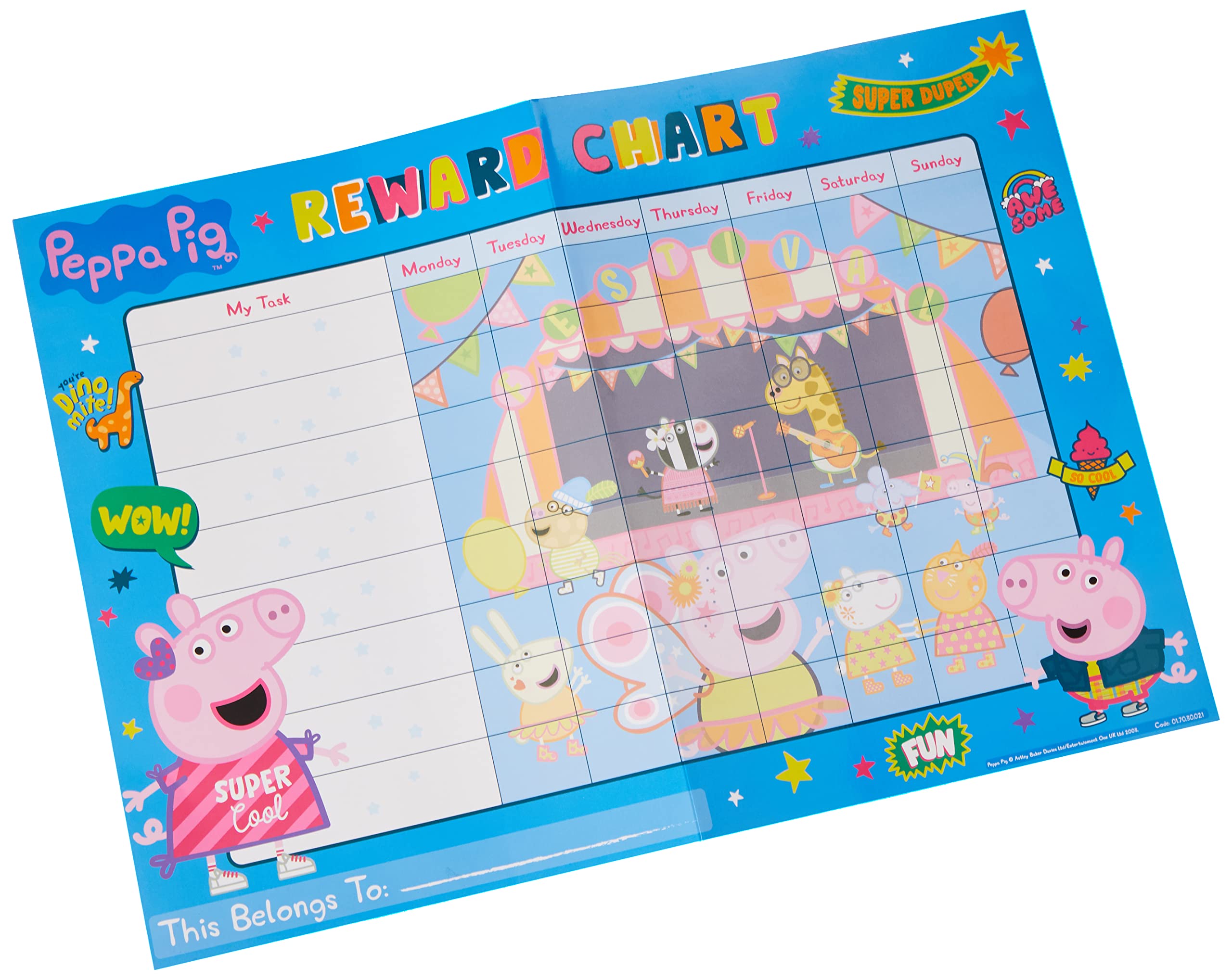 Peppa Pig Reward Chart and 56 Sparkly Stickers - Reusable Foil Stickers for Kids Ages 3+ 8