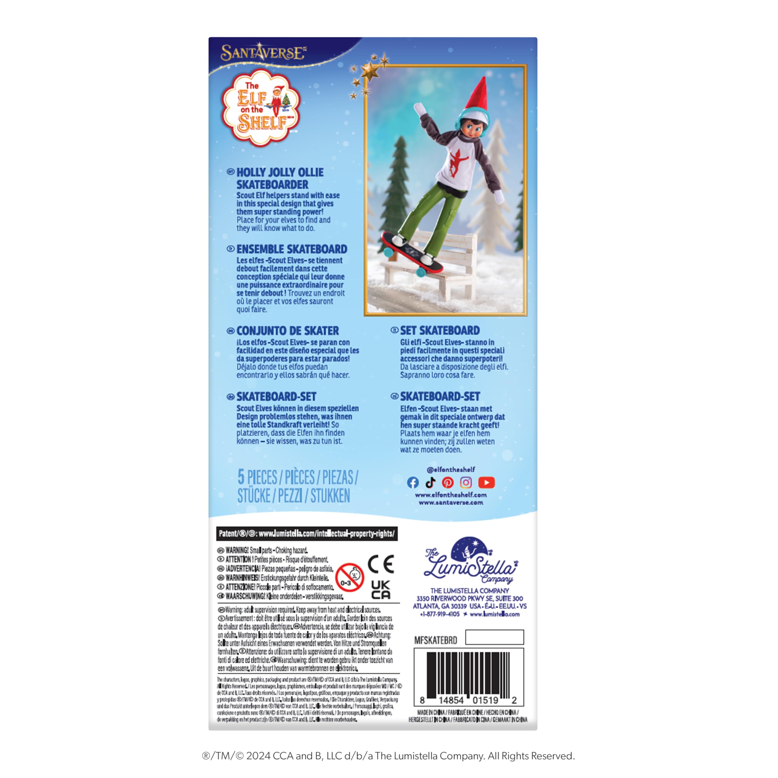 The Elf on the Shelf Holly Jolly Ollie Skateboard Set - Skateboard Playset for Kids 3 Years and Up 9