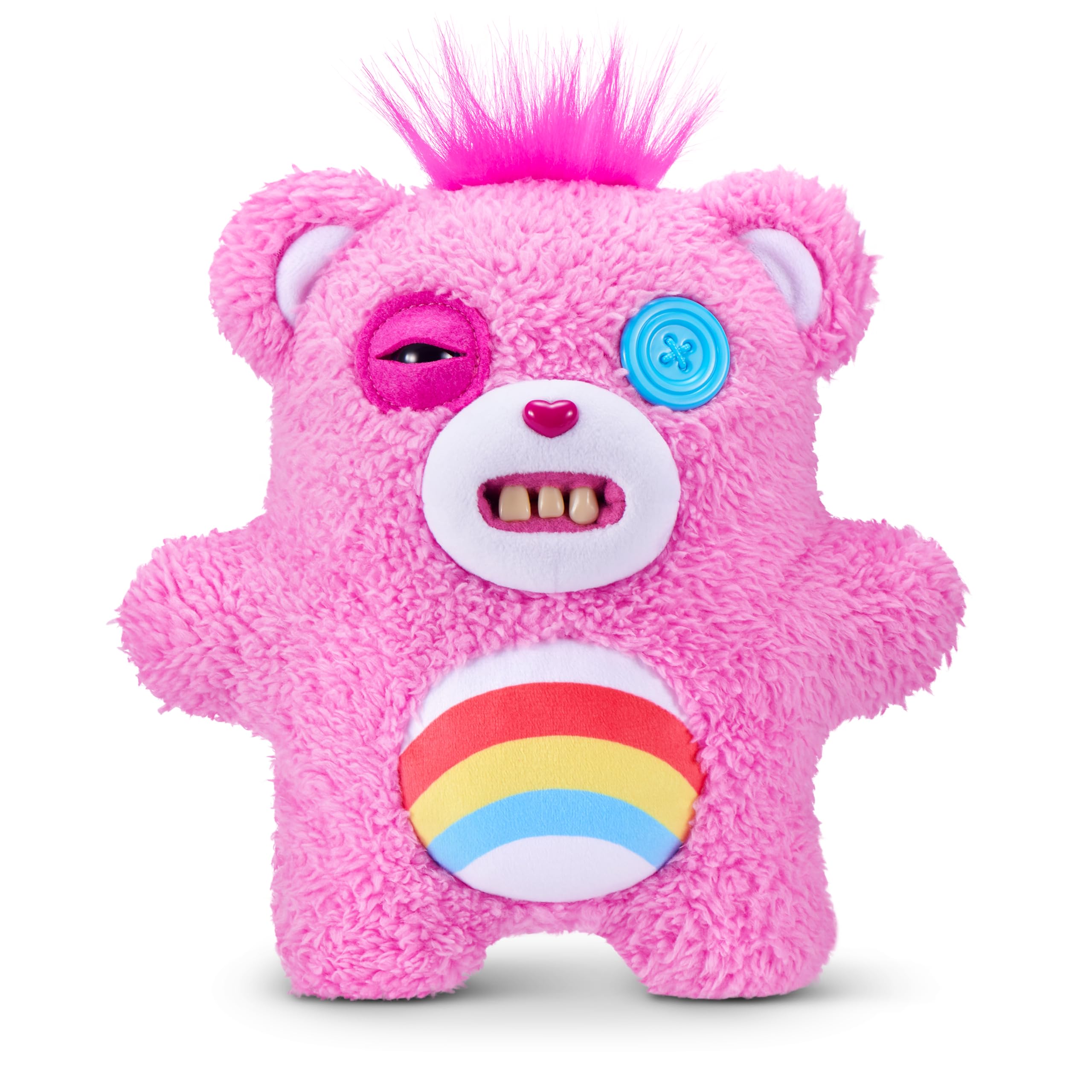 Fuggler Care Bears 9-Inch Plush Toy - Cheer Bear | Human-Like Teeth | Ages 4+