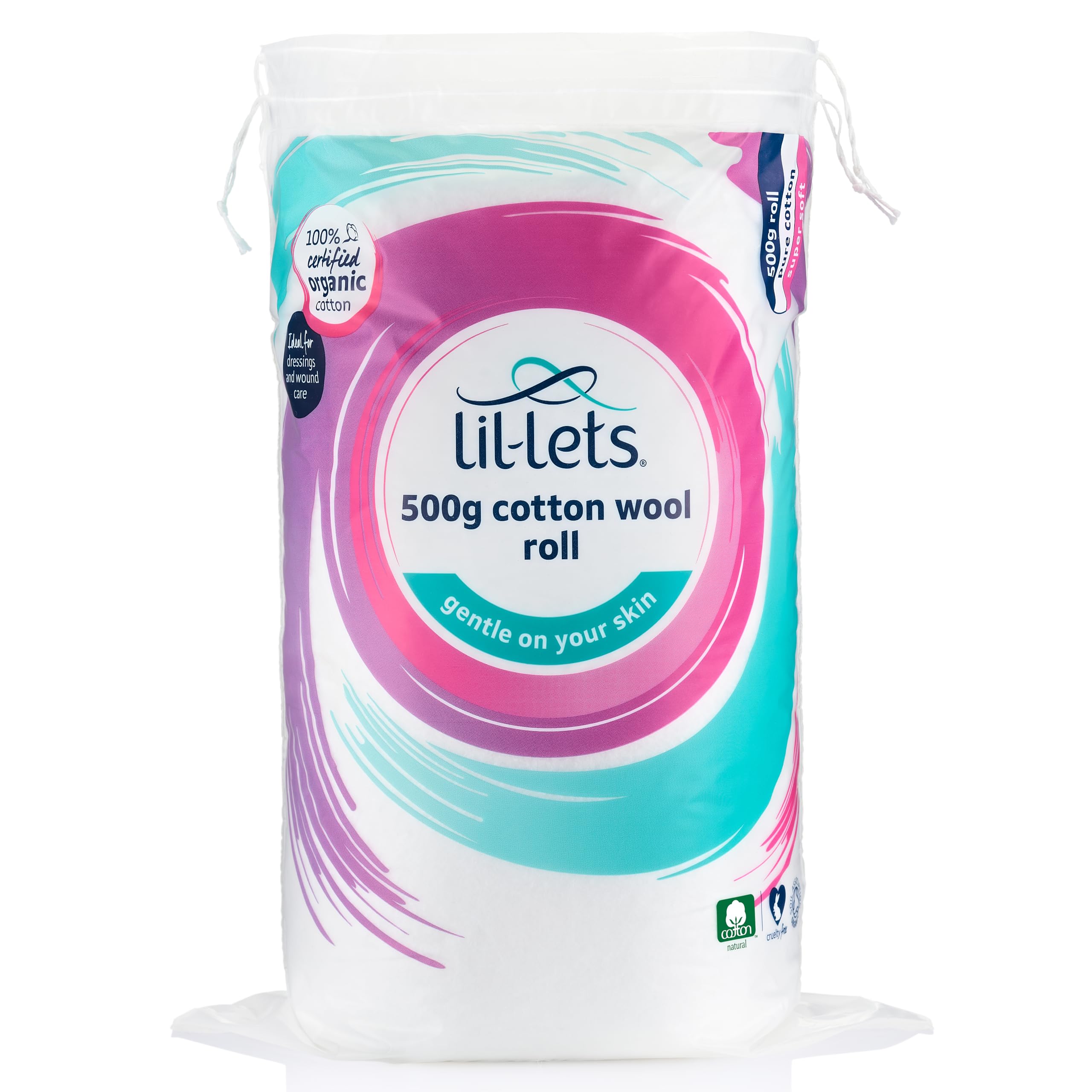 Lil-Lets - Cotton Wool Roll (500g) Certified Organic 100% Pure Cotton