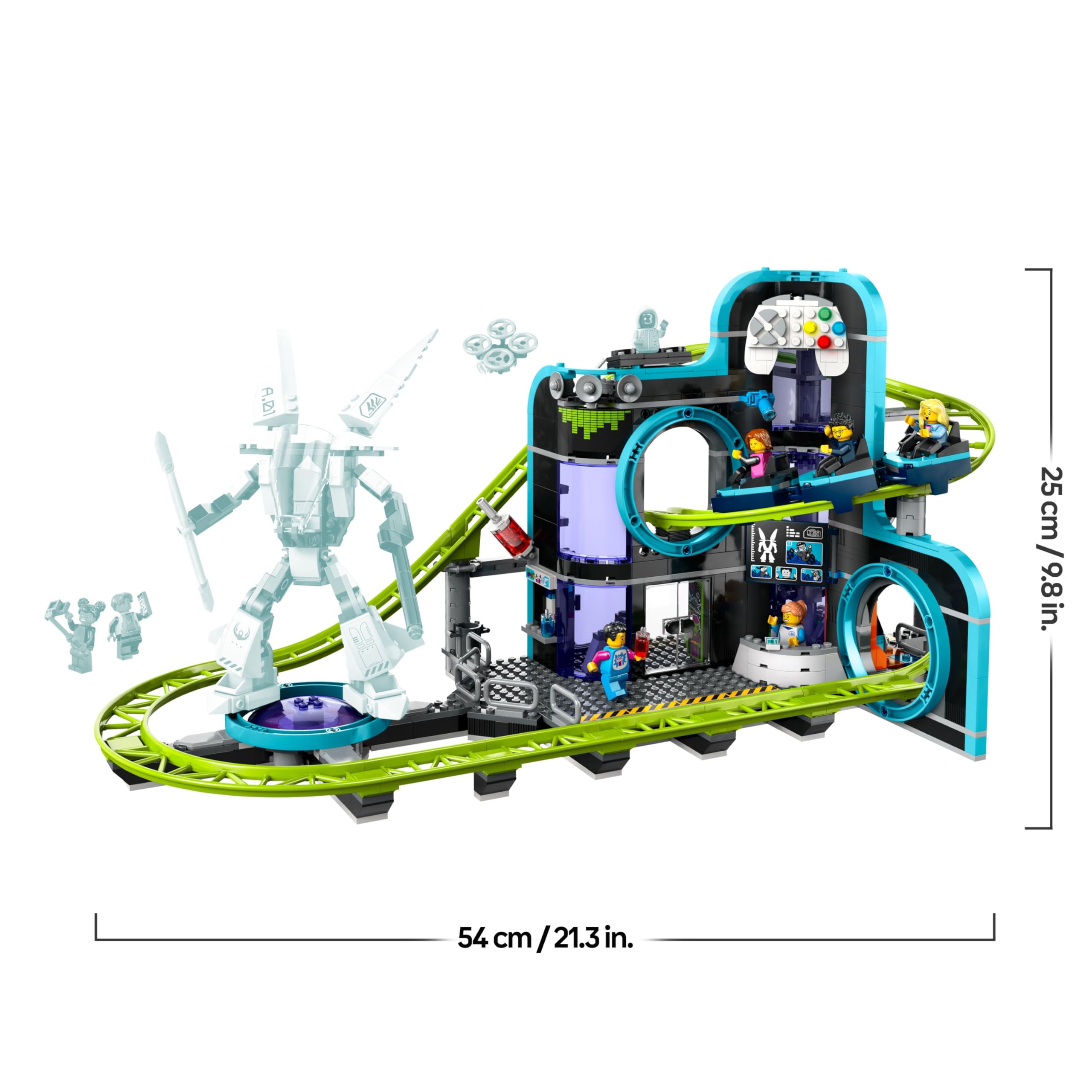 LEGO City Robot World Roller-Coaster Park Set 60421 - Building Toy with Mech, Arcade & Minifigures 12