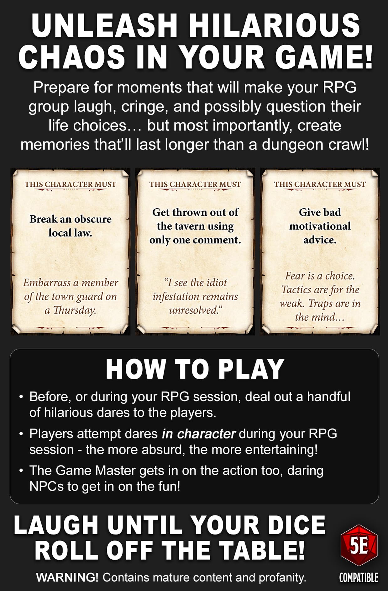 Loke Battlemats Dumb Dares &amp; Silly Side Quests Kartenspiel 4