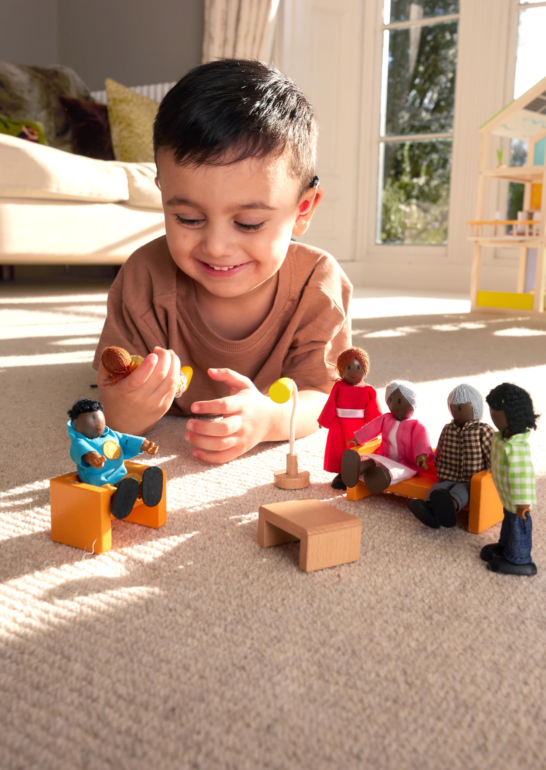 Hape E3501 Happy Family - African American Wooden Dolls House Playset for Kids 3+ 7