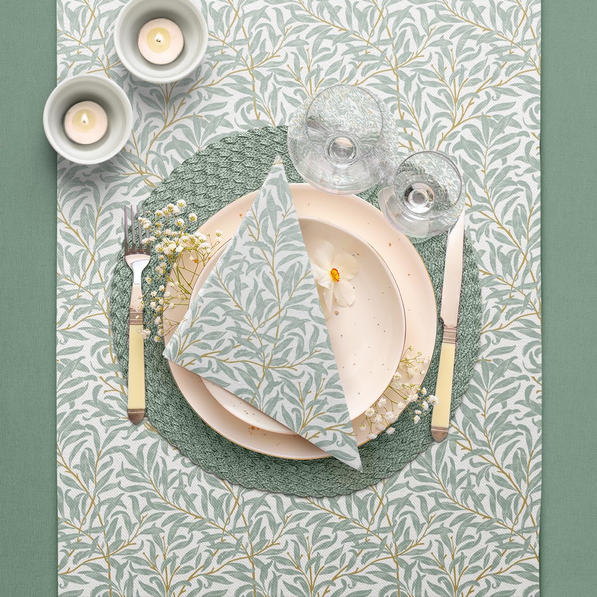 PAW Decor Collection Airlaid Cloth-Like Napkins - 40 x 40 cm, Willow Branch, 50 Count 4