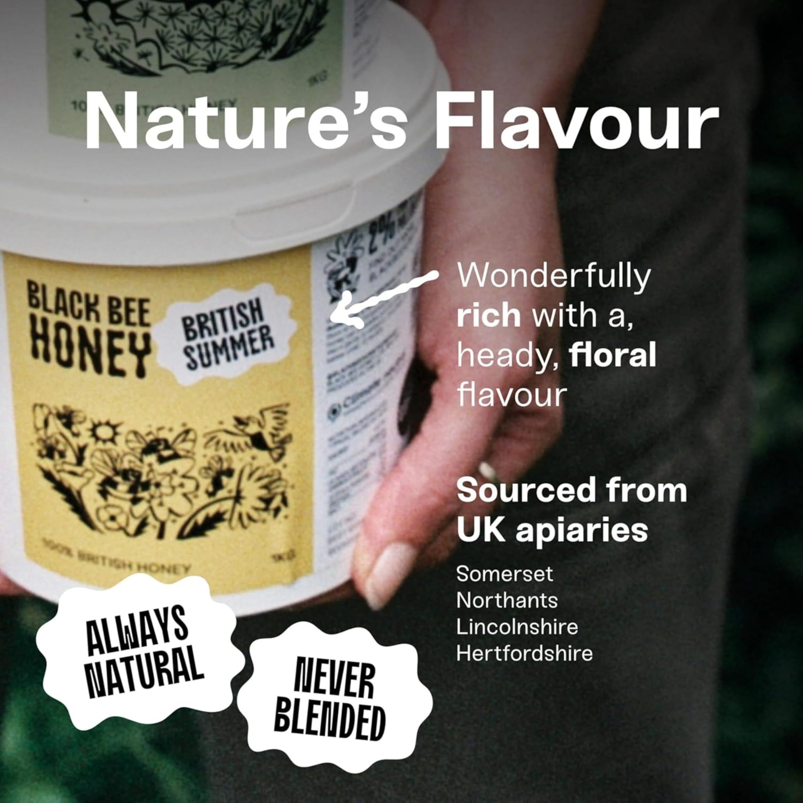 Britischer Sommerhonig – rein und natürlich, aus einer einzigen Herkunft, nicht pasteurisiert, 1 kg Plastikbehälter 7