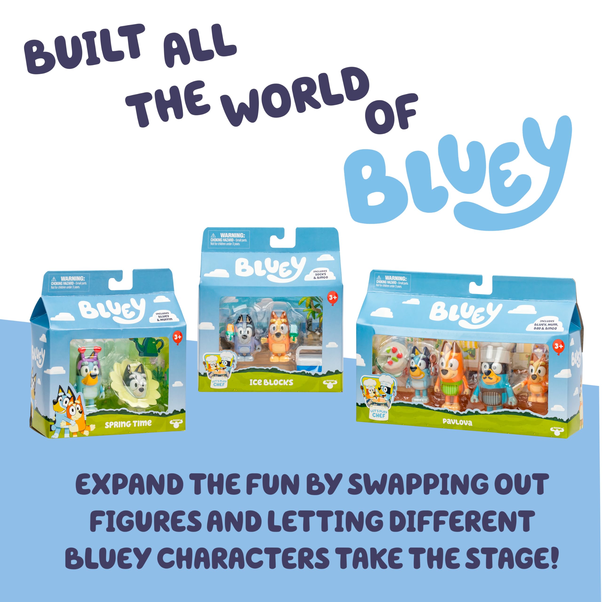 Bluey Pavlova 4-Pack Playset - Includes Chilli, Bluey, Bingo & Bandit Figures 6