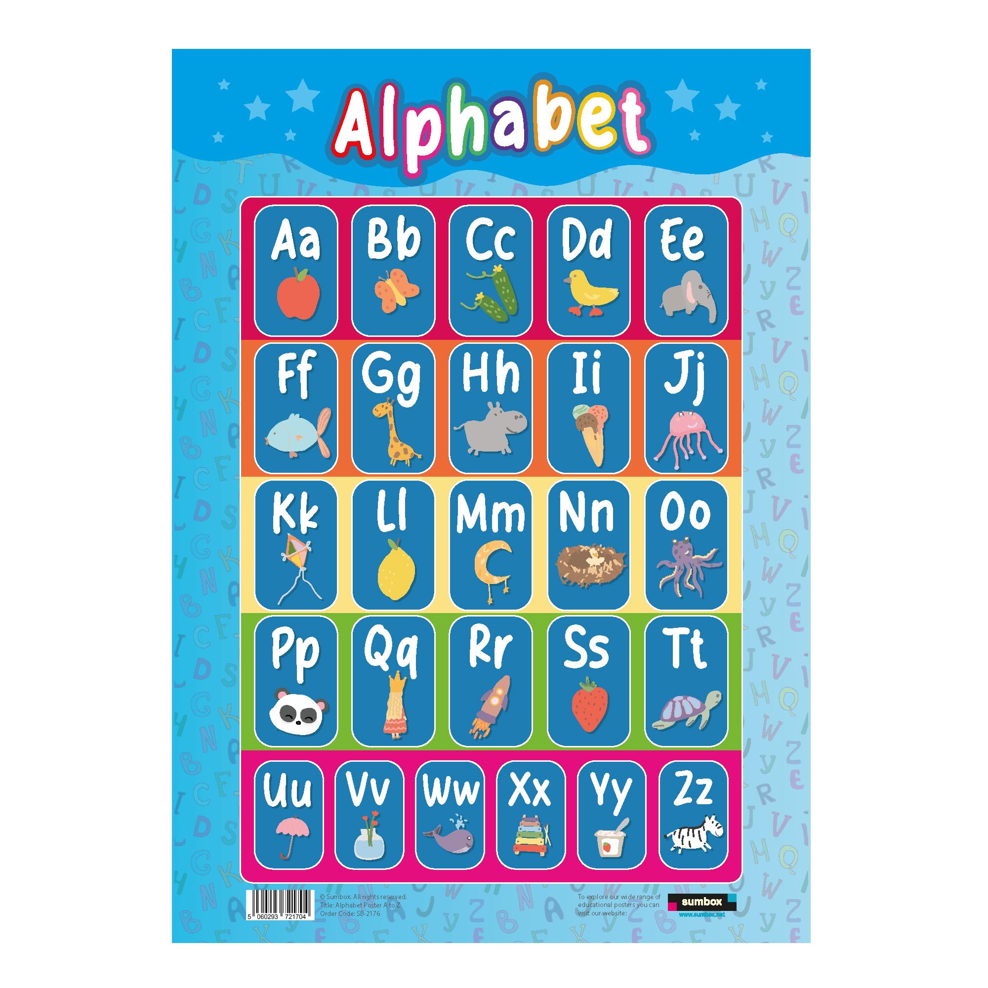 Sumbox Alphabet Educational Poster for Kids - A3 Size Phonics Learning Chart | Multicoloured Cardstock 1