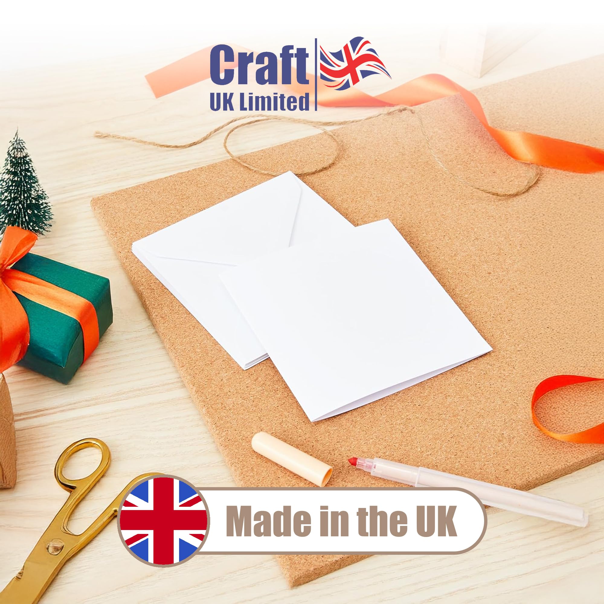Craft UK 243 White 5x5 Inch Card and Envelope Pack of 50 | Premium UK Made Card Stock 2