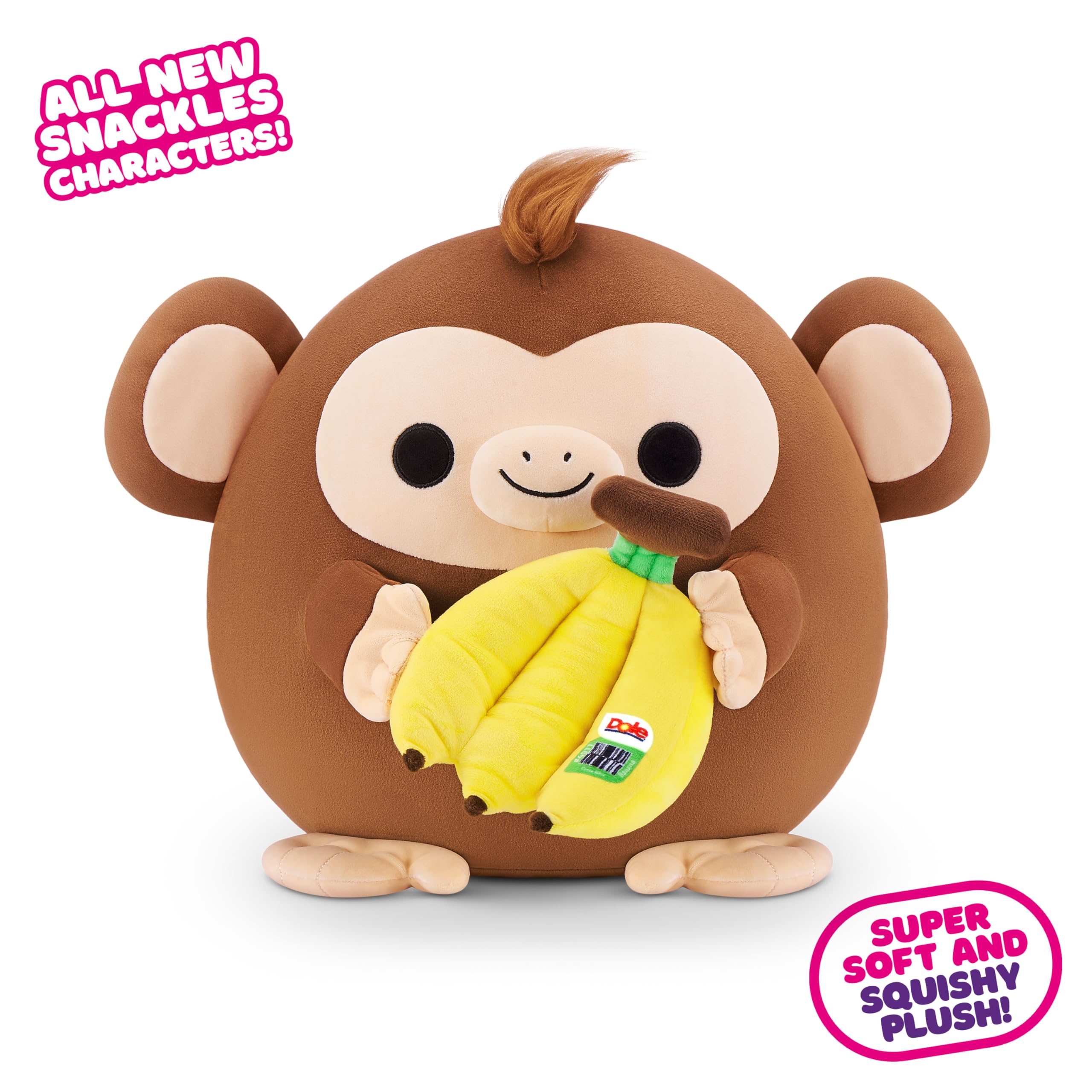 Snackles Series 2 Monkey - Dole Banana Plush Toy, 8-inch Super Soft Squishy Stuffed Animal 5