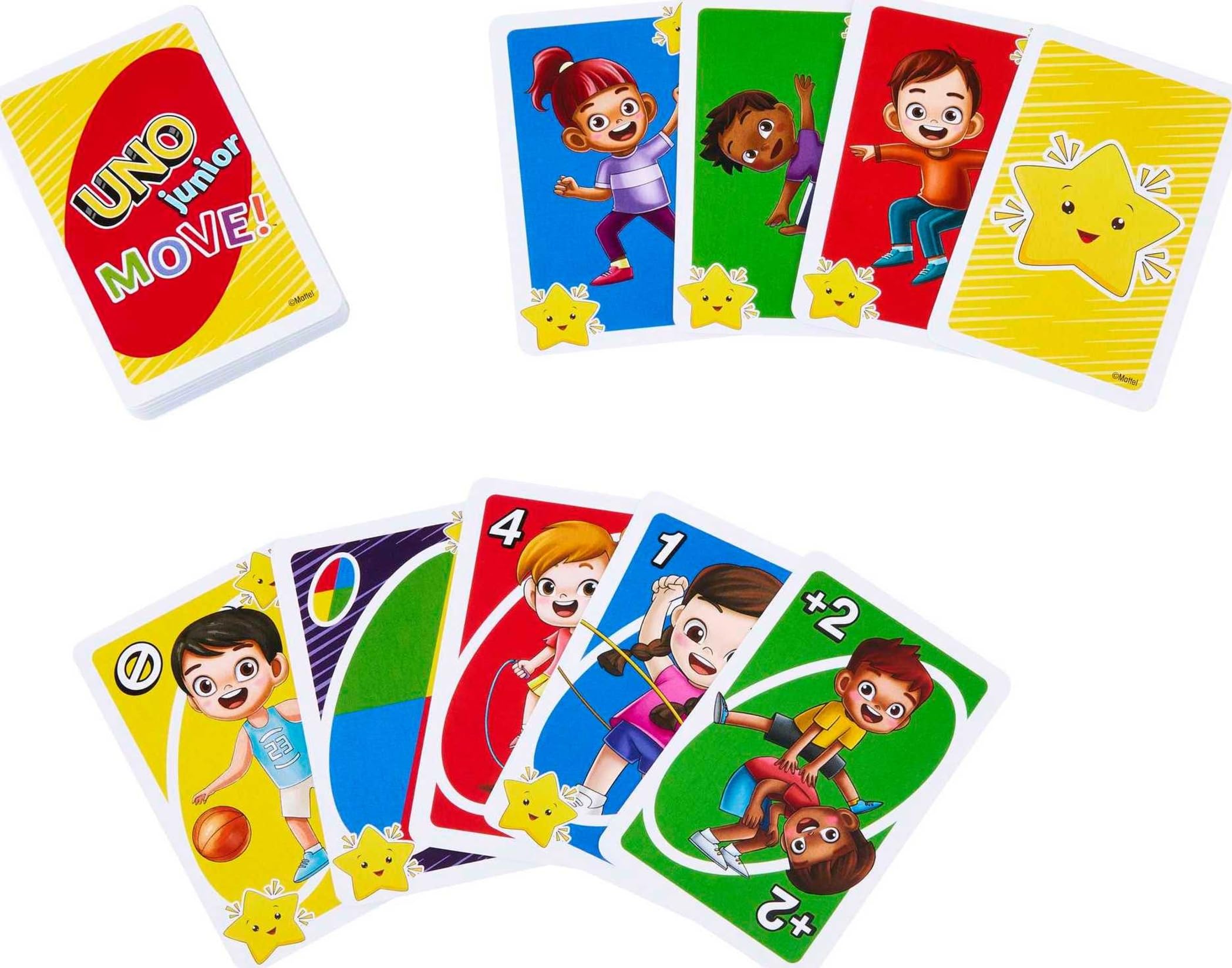Mattel Games UNO Junior Move Kids Card Game with Action Rules for Family Night, Travel, Camping and Party, HNN03 4
