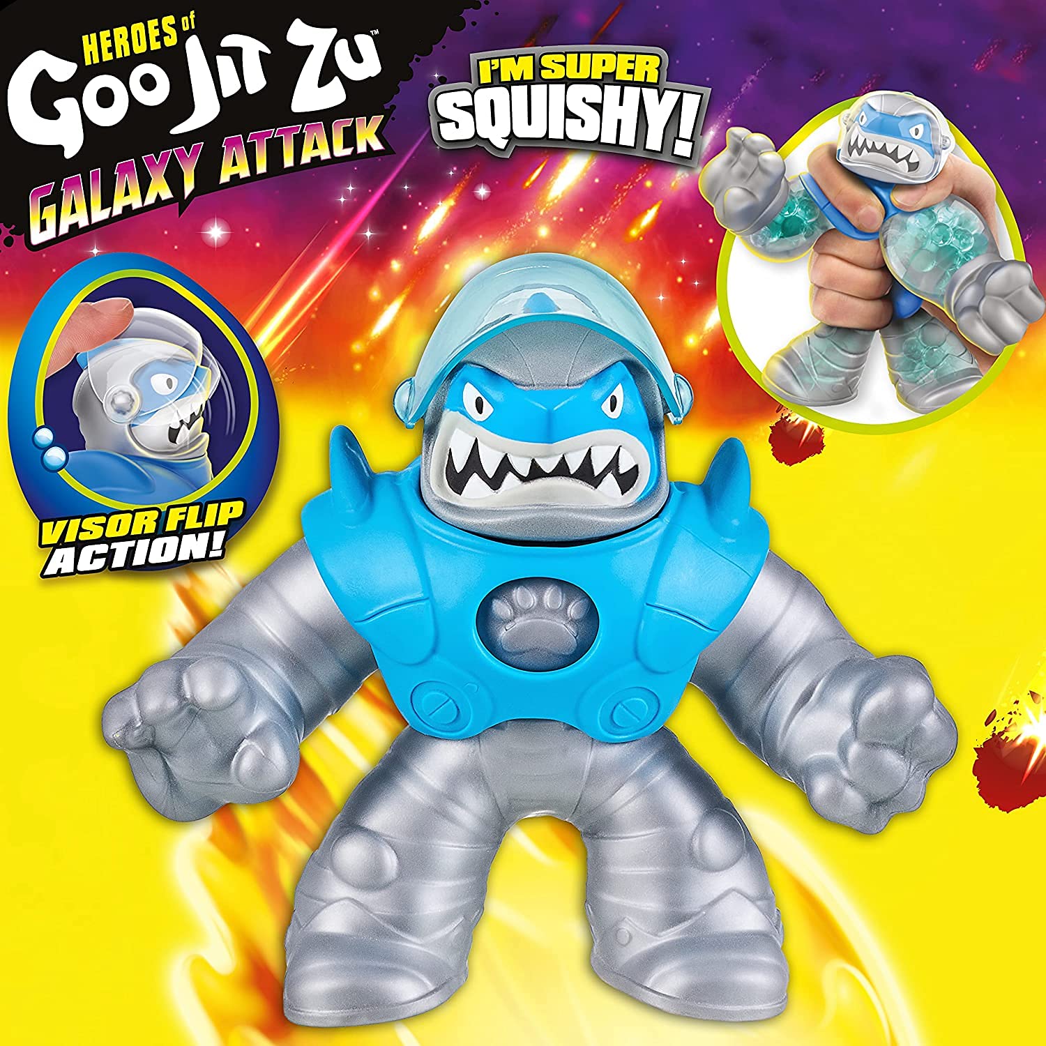 Heroes of Goo Jit Zu Galaxy Attack – Astro Thrash 41209, dehnbare Actionfigur mit hochklappbarem Visier 5