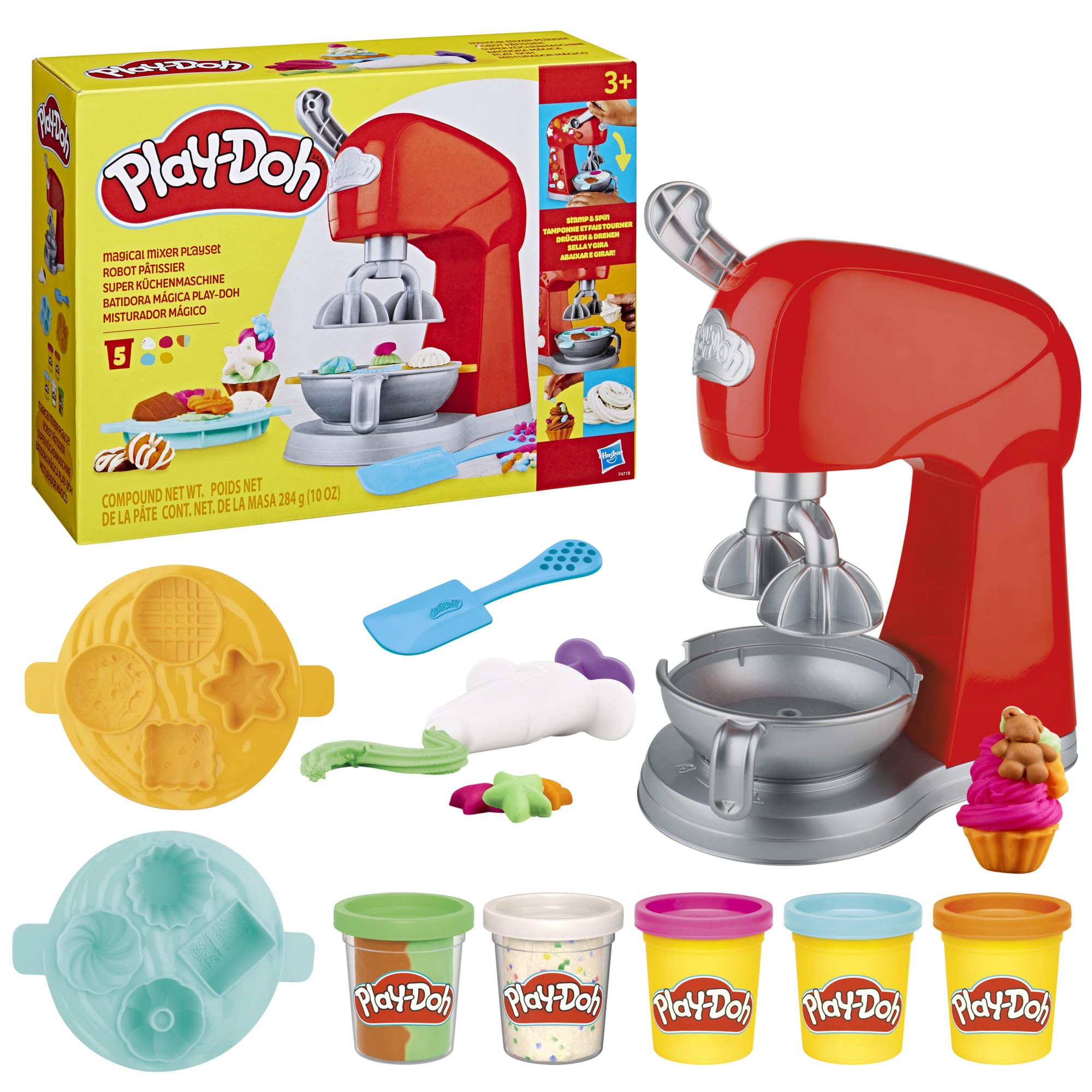 Play-Doh Kitchen Creations Magical Mixer Playset - Toy Mixer with 5 Cans of Play-Doh for Kids 3+