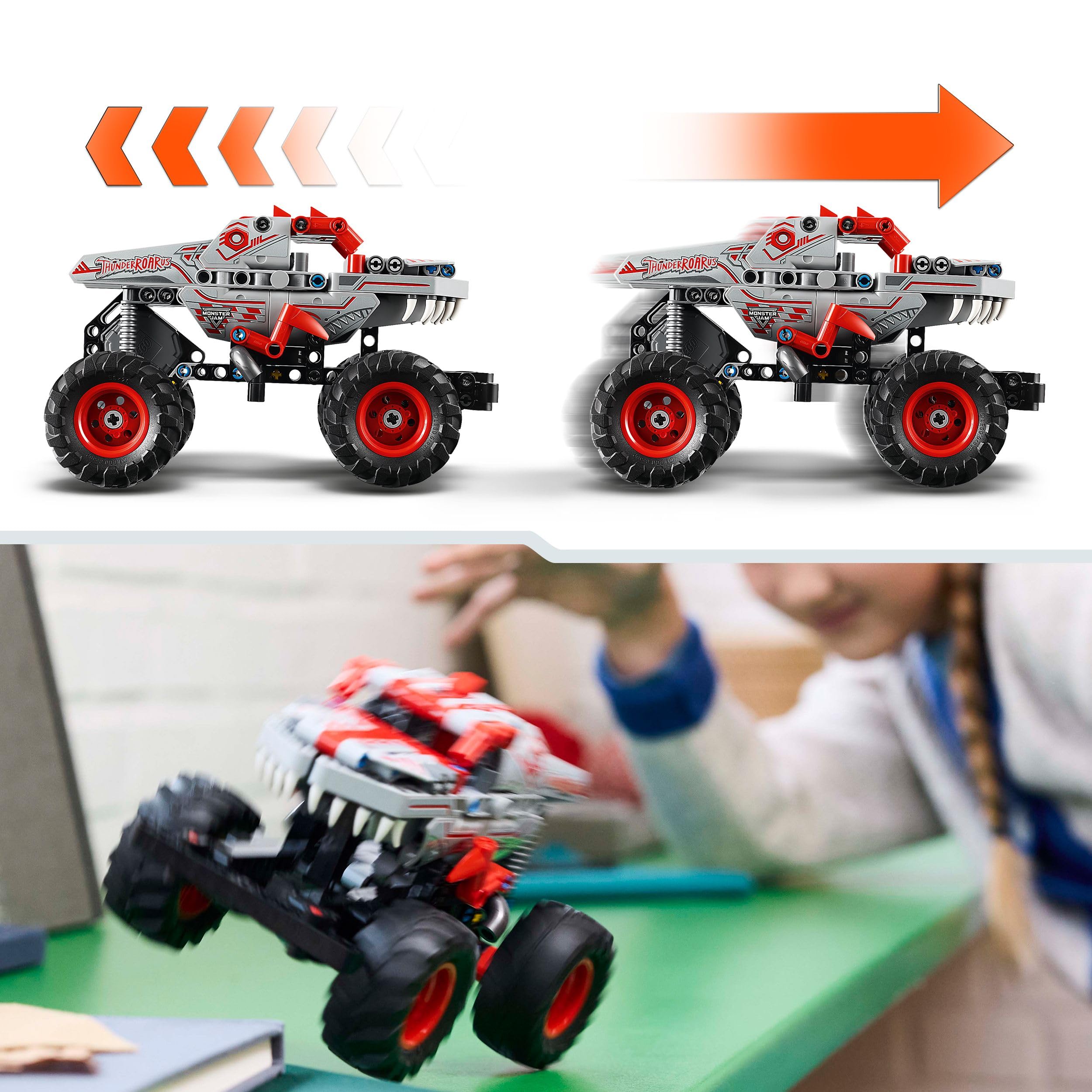 LEGO Technic Monster Jam ThunderROARus Pull-Back Truck Toy - Vehicle Building Set for Kids 7+