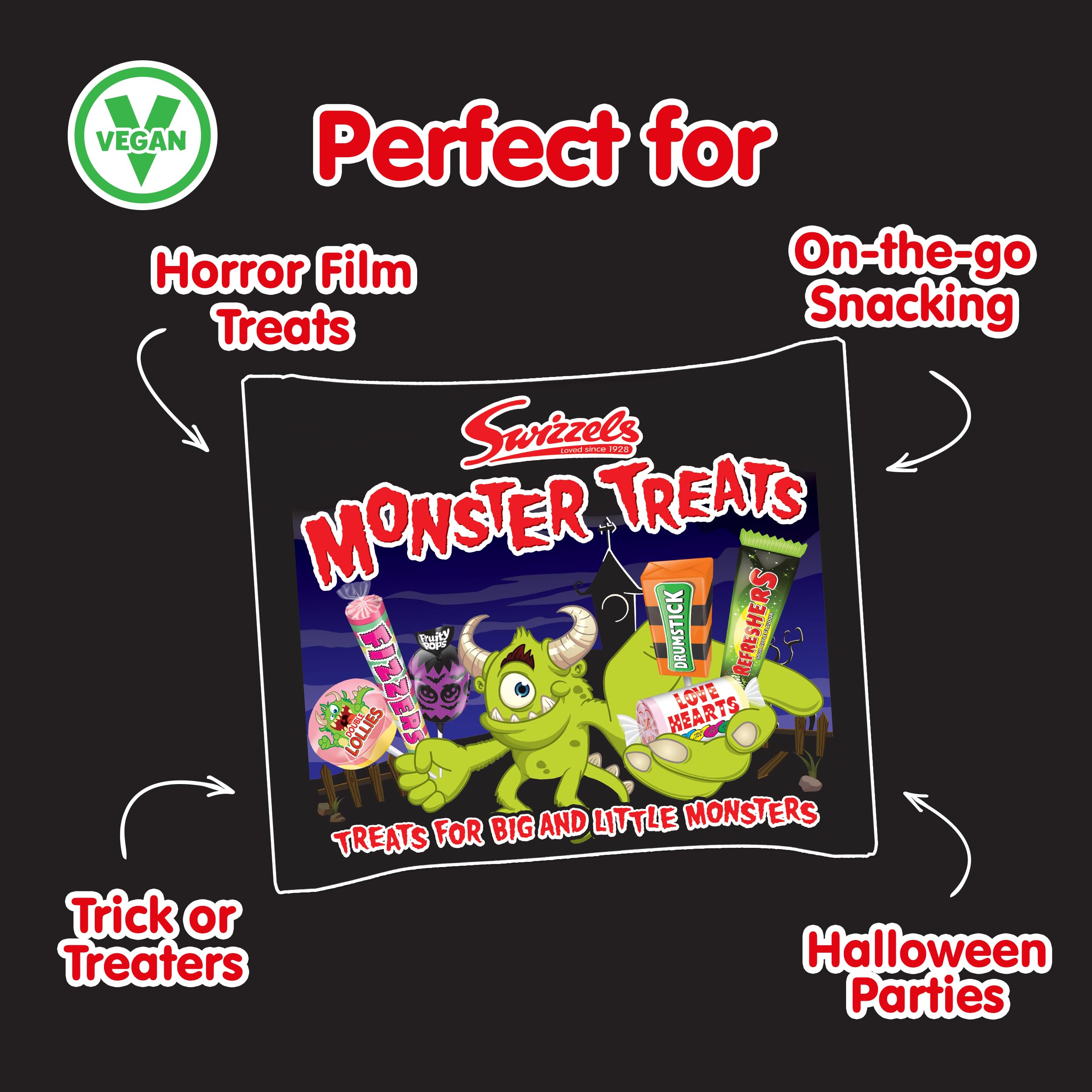 Swizzels Monster Treats Bag 440g - Perfect Halloween Sweets, Fun Swizzels C