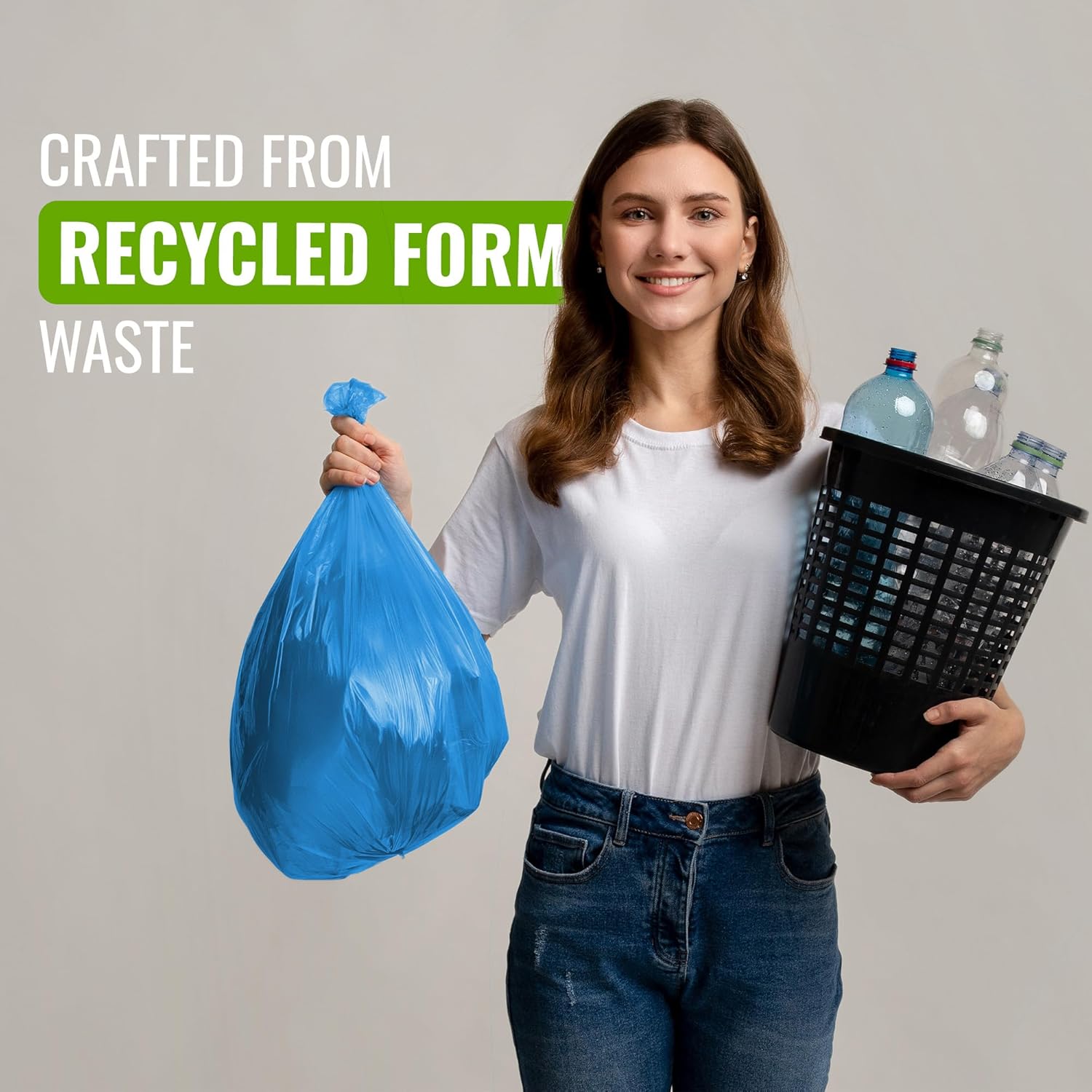 EcoBag 6 Pack Blue 30L 80 Micron Recyclable Heavy Duty Rubble Bags 5